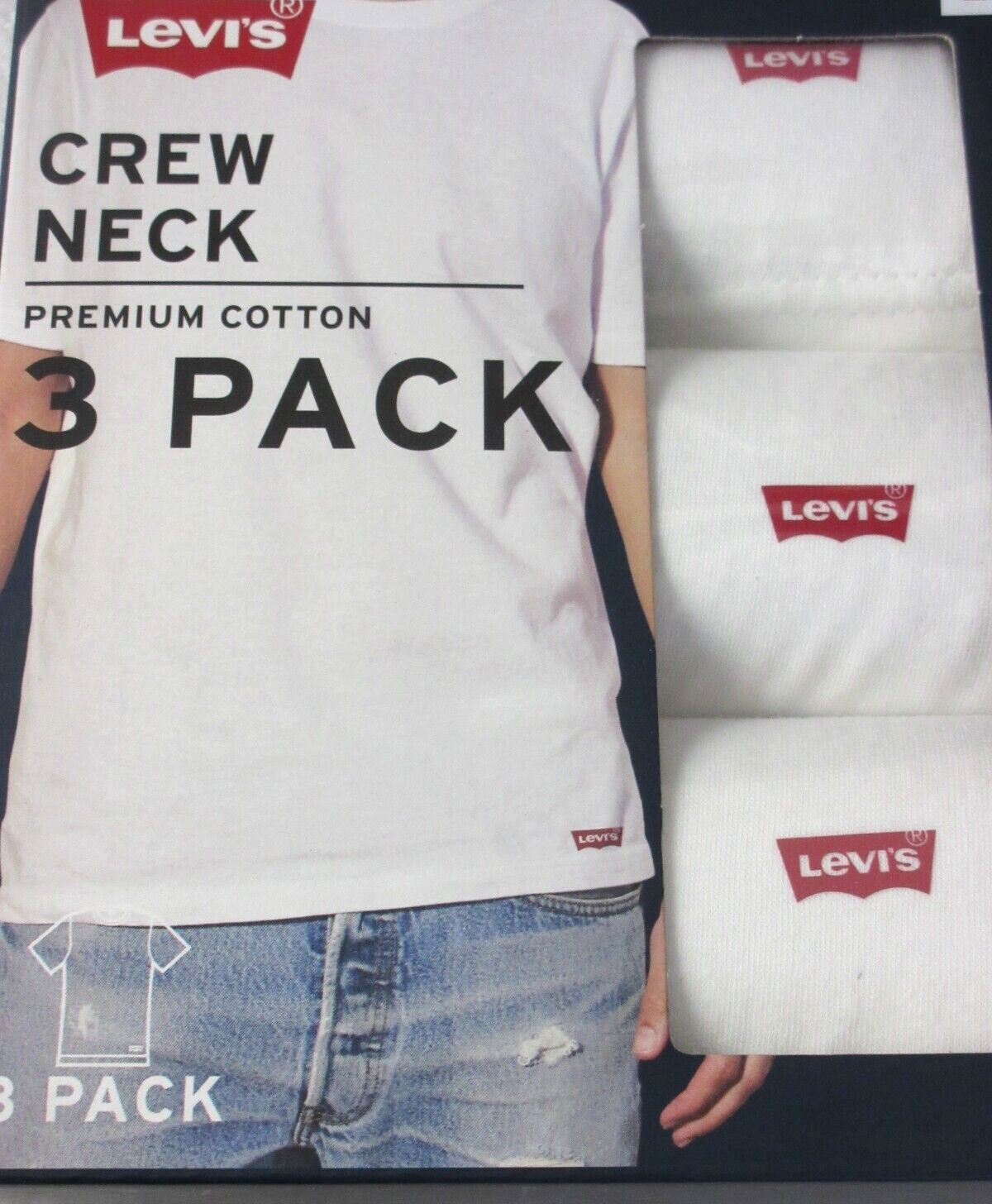 Levi's Men's Crewneck Premium Cotton 3 Pack Tee shirts White NIB Ships Free gallery