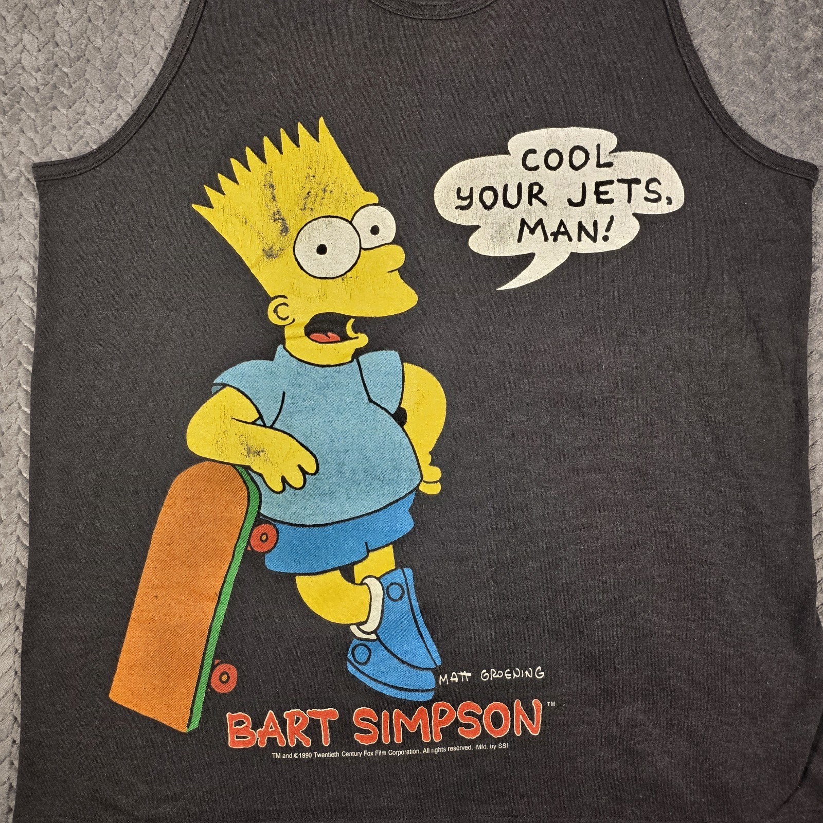 Vintage The Simpsons Bart Simpson Tank Top Men’s Medium Black Single Stitch 1990 gallery