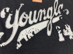 YoungLA Distressed Script T-shirt Men Large Oversized Black Short Sleeve