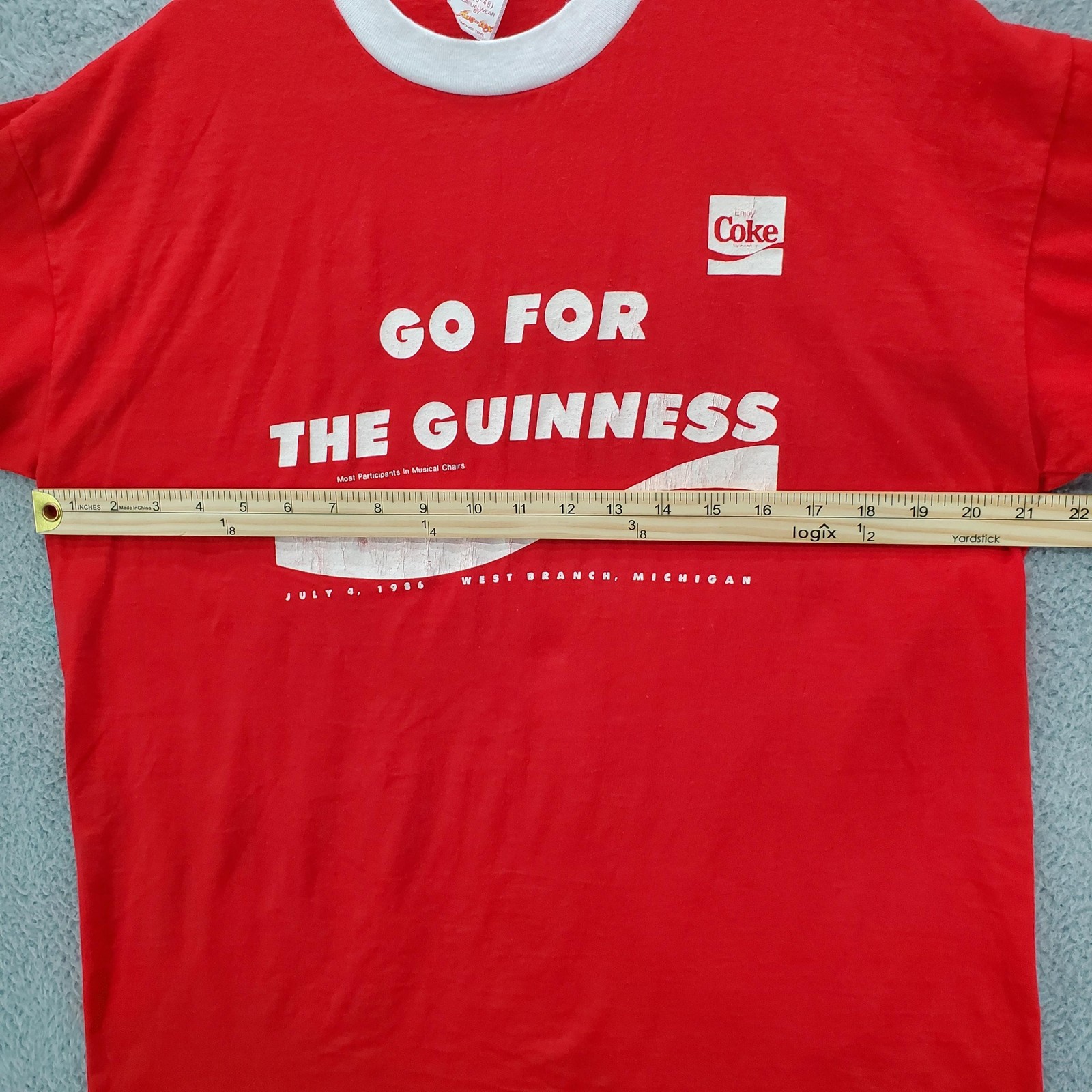 Vintage Coke Go For The Guinness Shirt Mens XL Red Ringer 1986 80s USA Made gallery