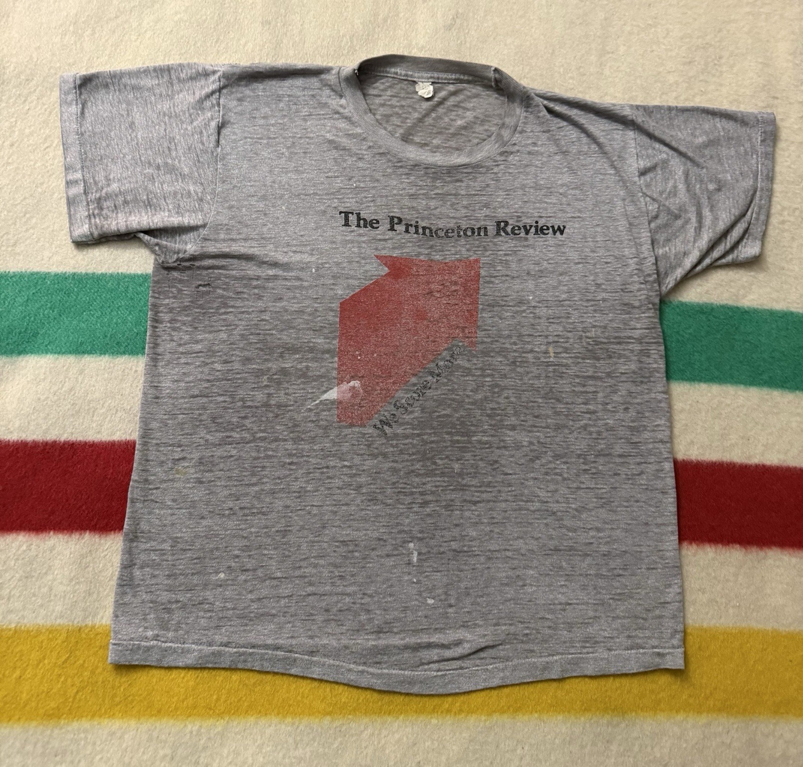 Vintage 80s Paper Thin Sheer Princeton Review Test Prep Shirt Paint Medium M gallery