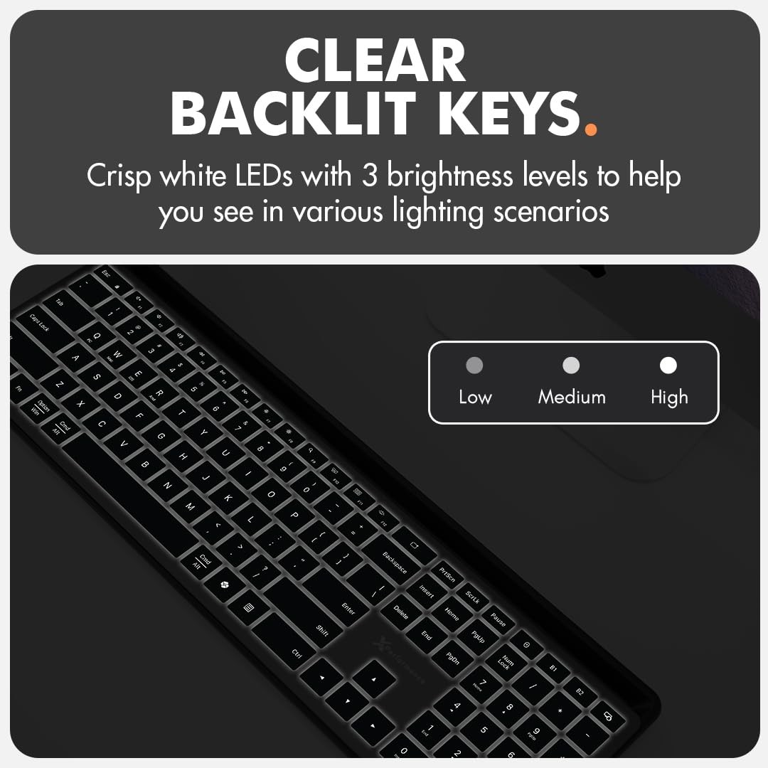 X9 Full Size Bluetooth Keyboard with Phone Holder - Backlit Wireless Keyboard, S