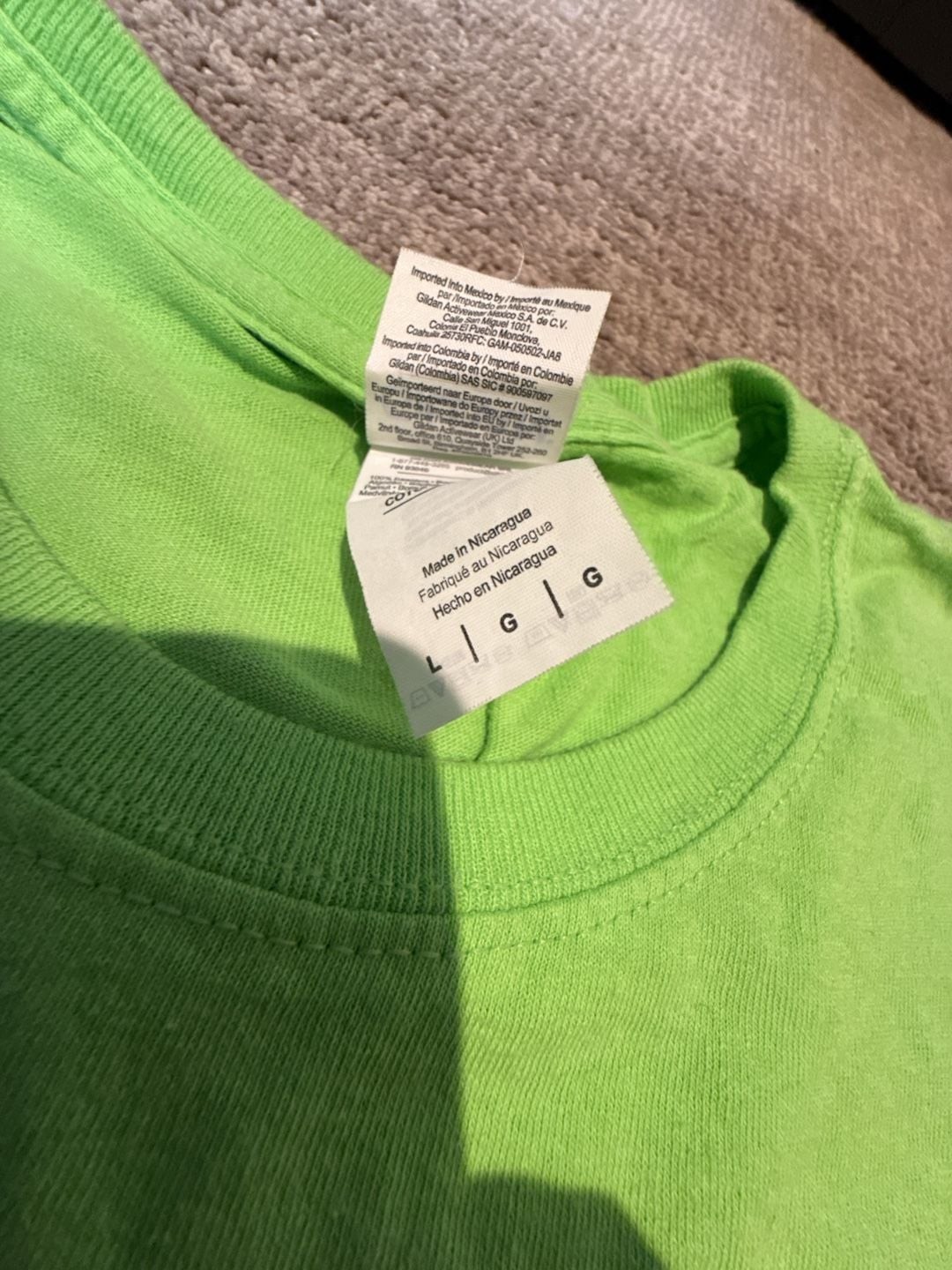 Neon Lime Green Aggies Embroidered Graphic T-Shirt Size L gallery