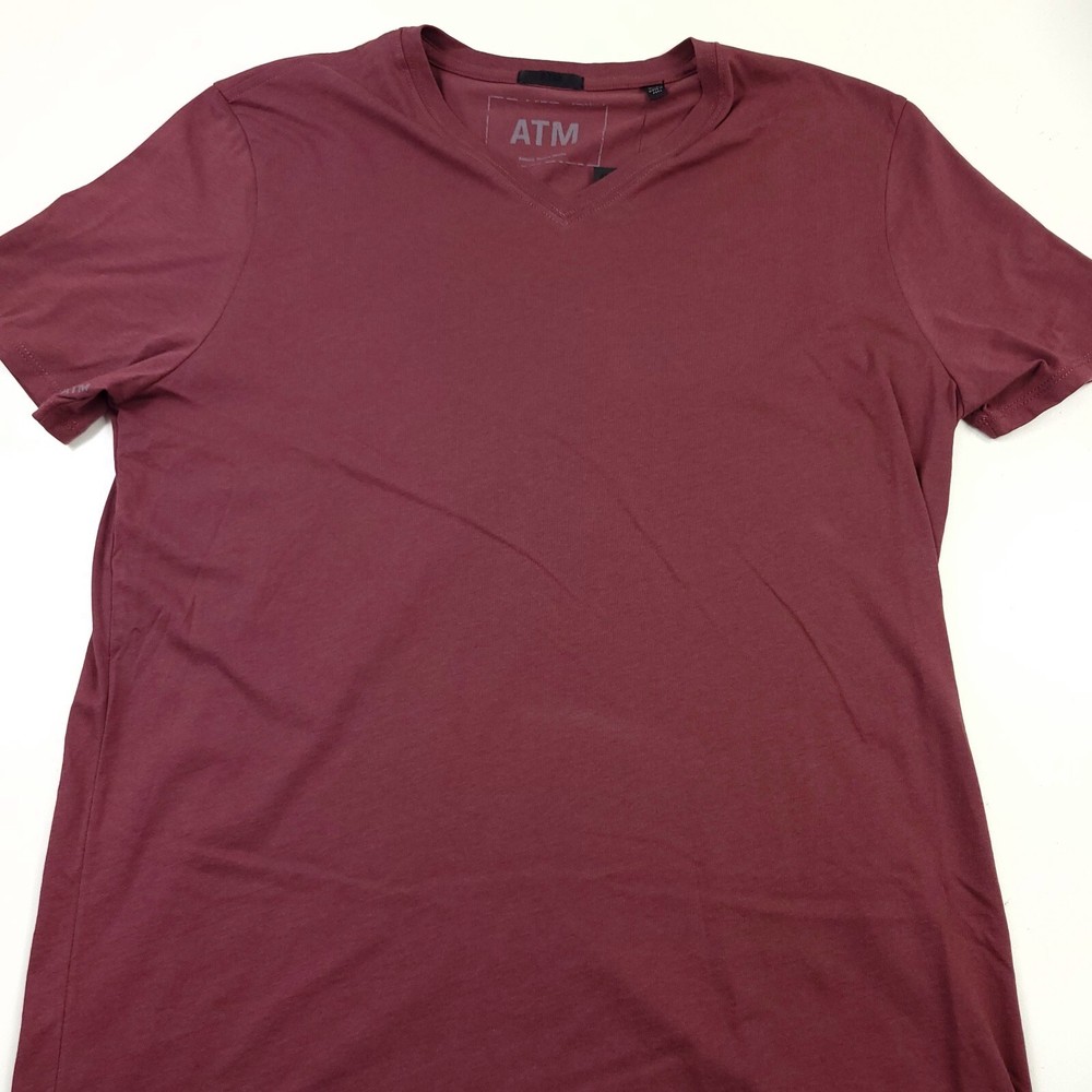 ATM Anthony Thomas Melillo V-Neck Tee T-Shirt in Cordovan Red Mens Size Small