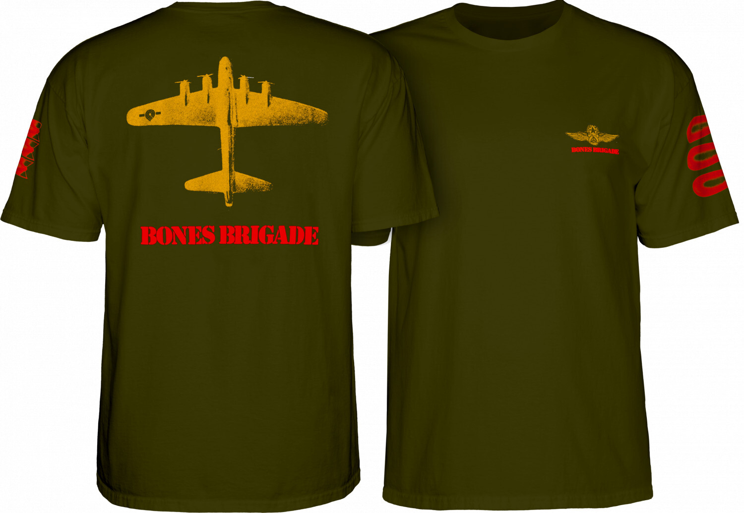 Powell Peralta BONES BRIGADE BOMBER Skateboard T Shirt MILITARY GREEN gallery