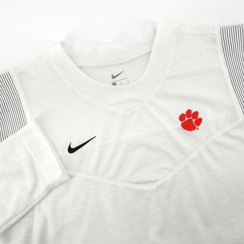 Nike Clemson Tigers Team Player UV White Long Sleeve Shirt CW3539-100 Mens Large