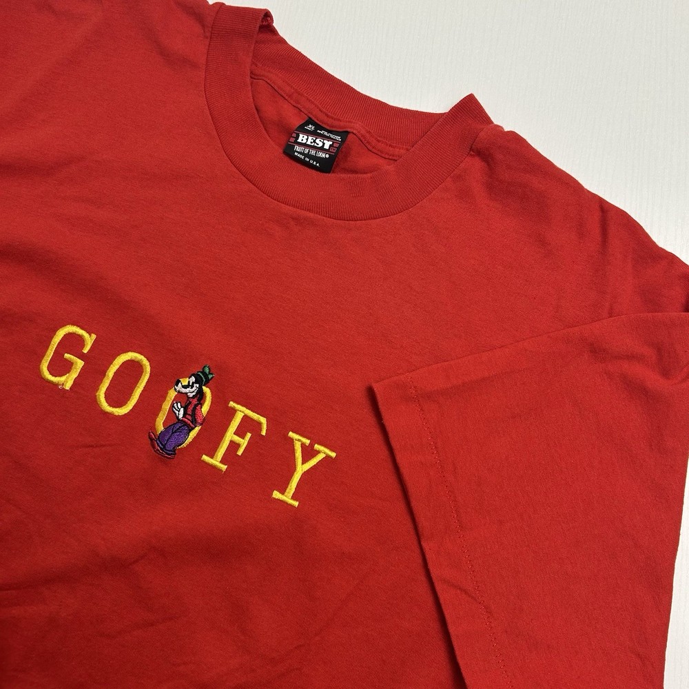 Vintage 1994 Red Embroidered Goofy Tee X Large FOTL Best Single Stitch Made USA