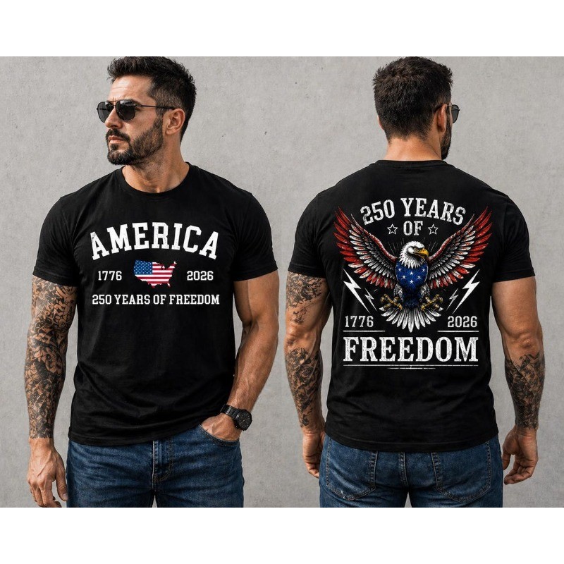 America 250th Anniversary 2 Sides Shirt Bald Eagle Patriotic USA 1776-2026 Tee gallery