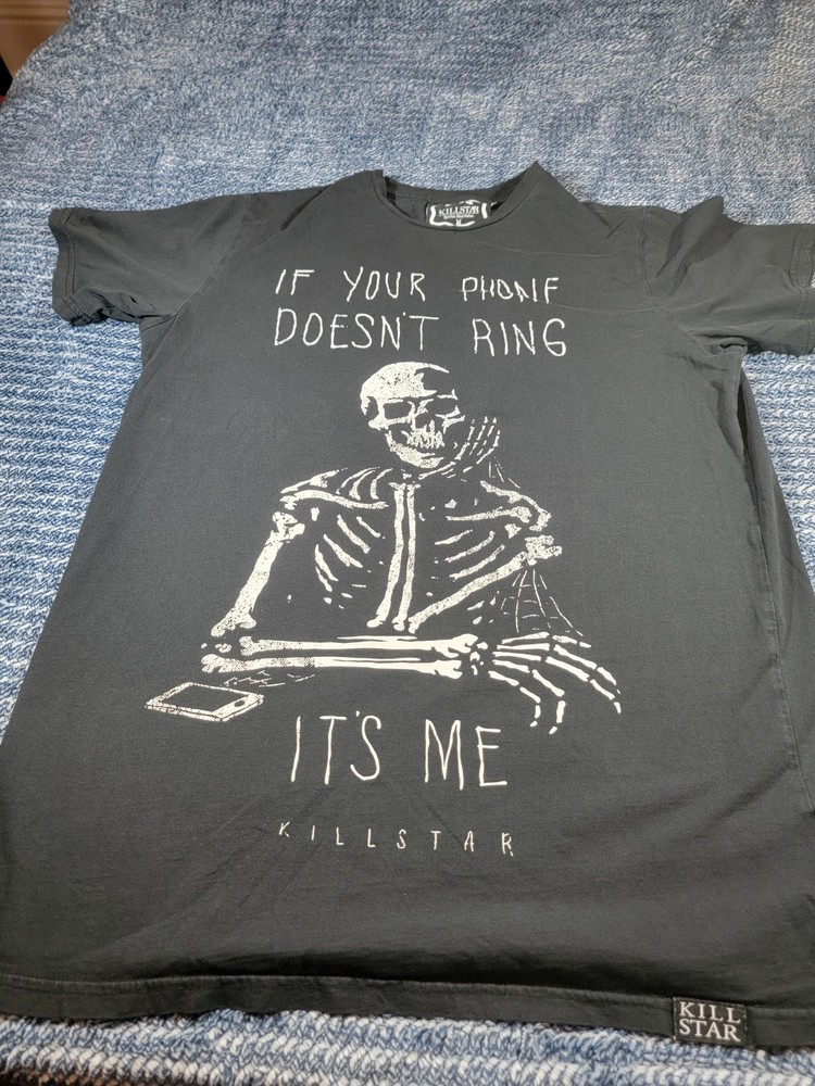 KILLSTAR Men’s Black Skeleton Graphic Print Crew Neck Short Sleeve T-Shirt XL