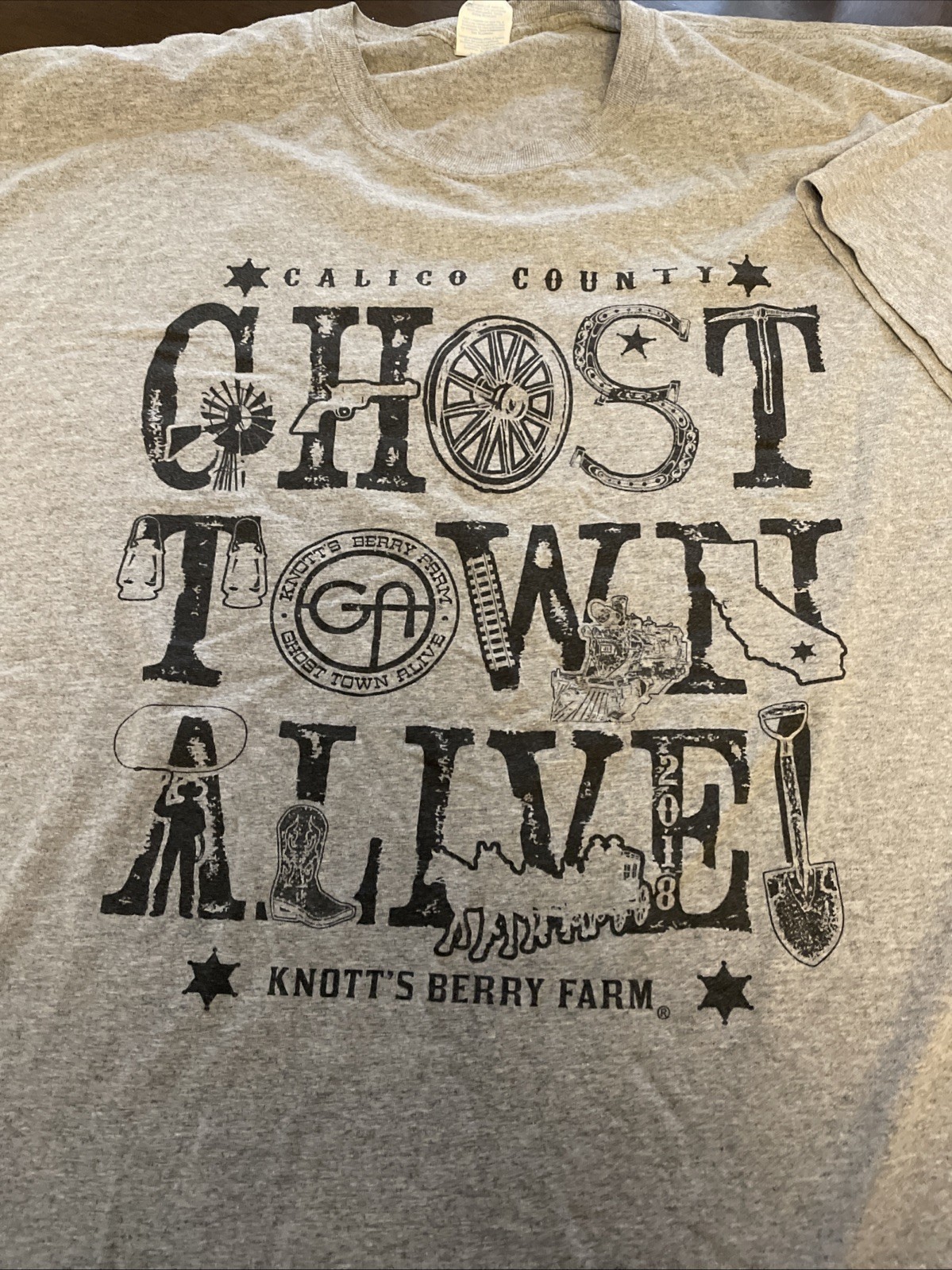 Knott’s Berry Farm CALICO GHOST TOWN ALIVE 2018 Gray 4XL T-shirt
