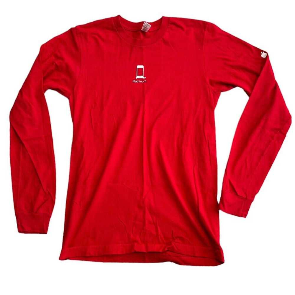 VTG Apple IPOD TOUCH Employee Red TShirt Sz Small A TOUCHING GIFT Long Sleeve