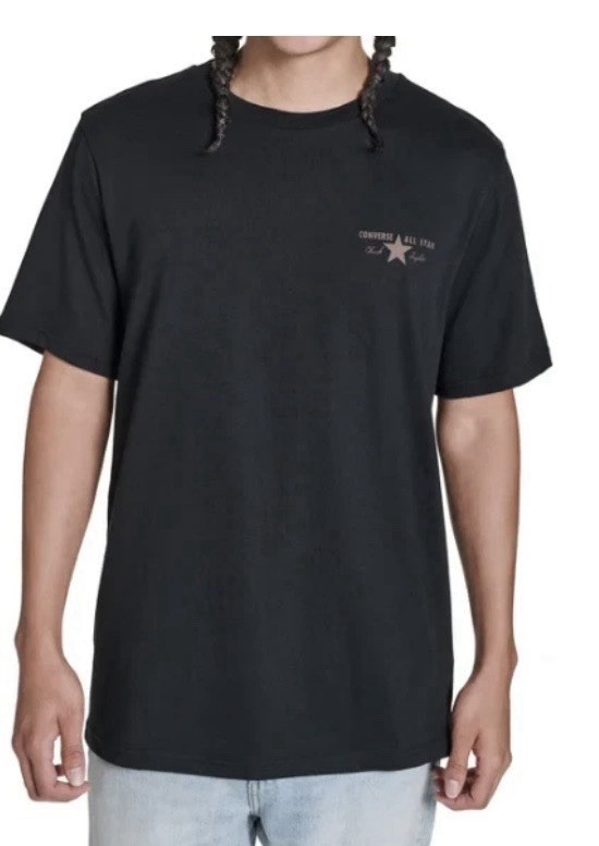 Converse All Star Chuck Taylor Crew Neck 100% Cotton T-Shirt Size M Black
