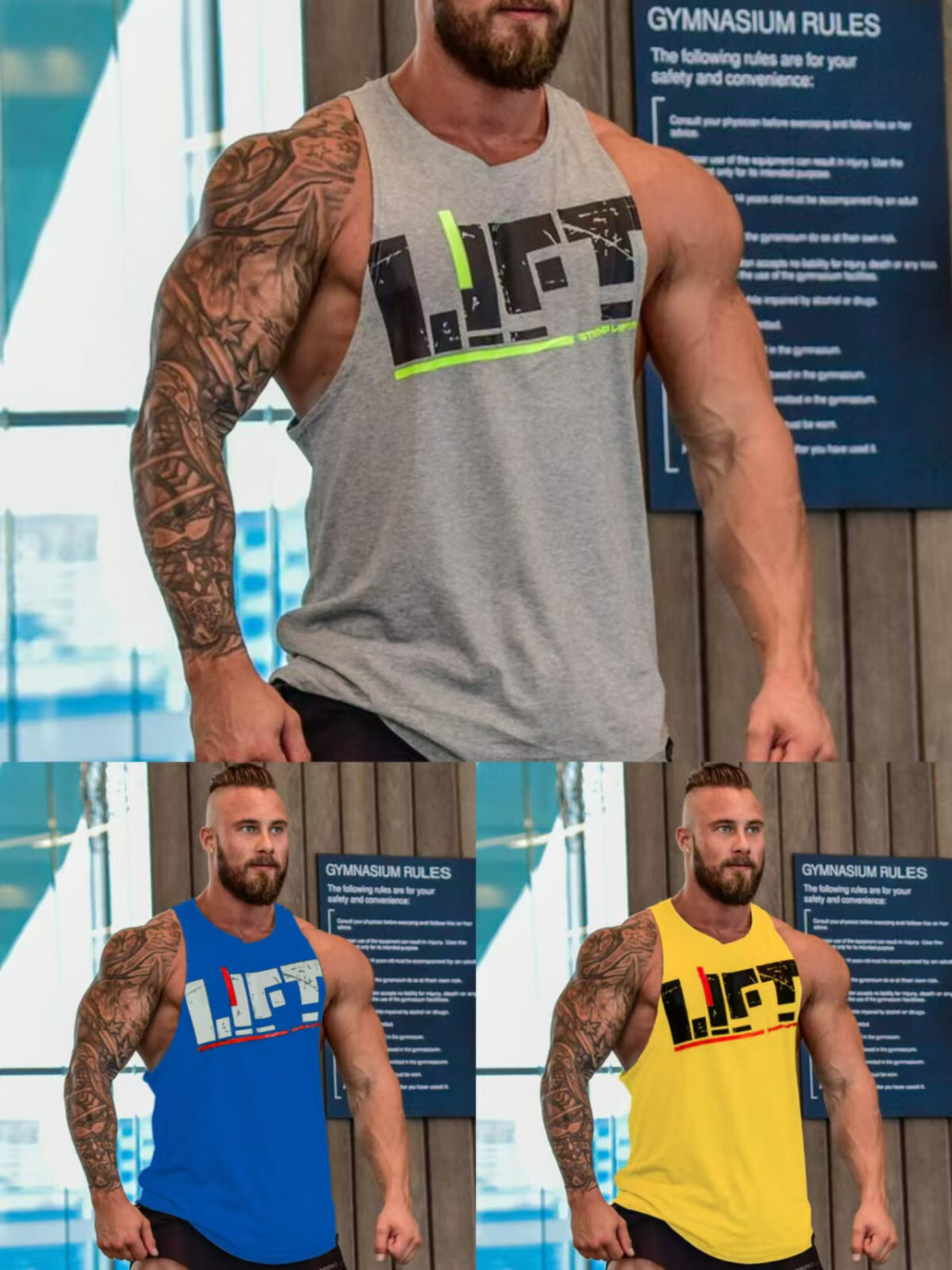 Men Workout Tank Top Sleeveless Gym Shirts Bodybuilding Fitness Muscle Tee Shirt gallery