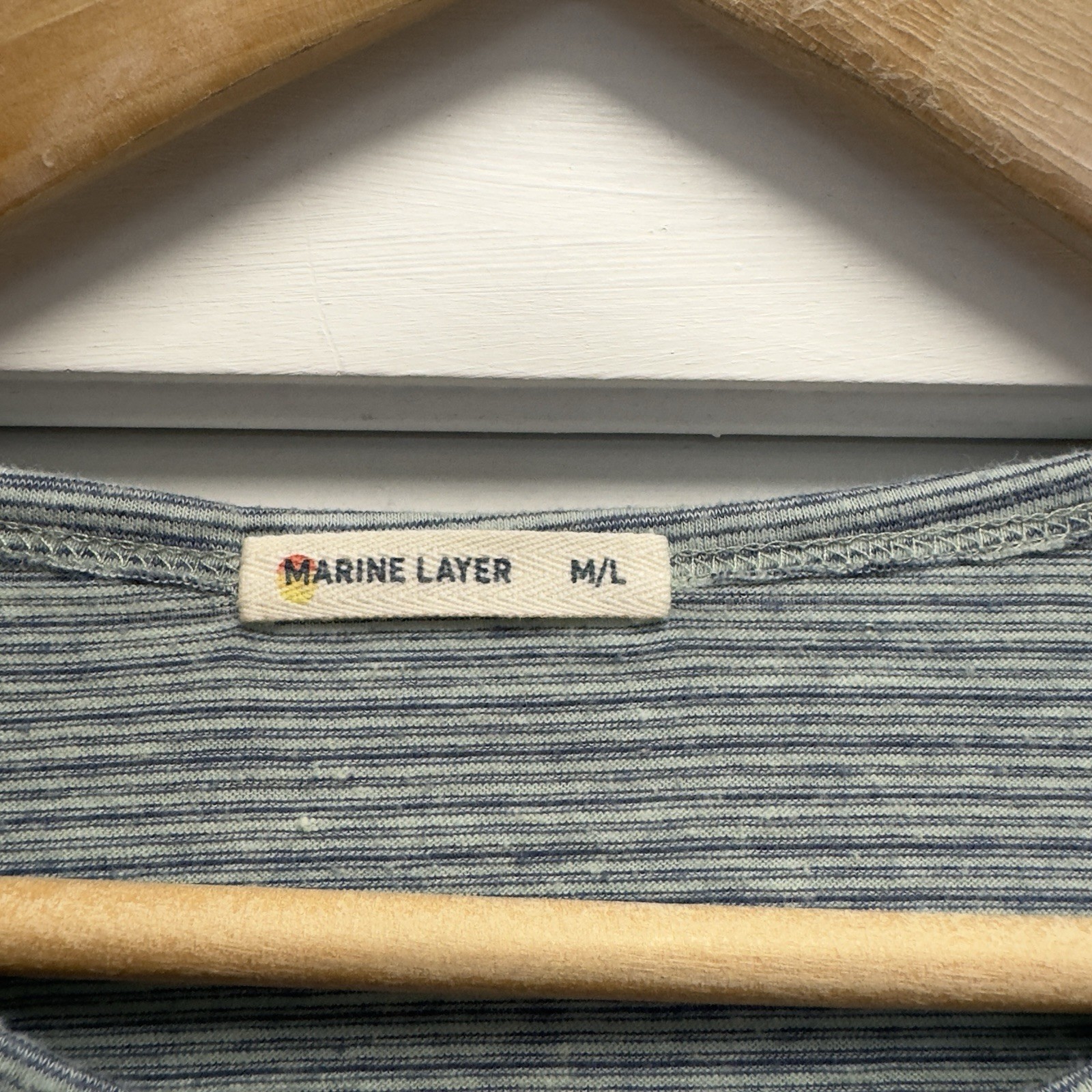 Marine Layer Men's Sz M/L Blue Striped Round Neck Cotton/Polyester/Rayon T-Shirt gallery