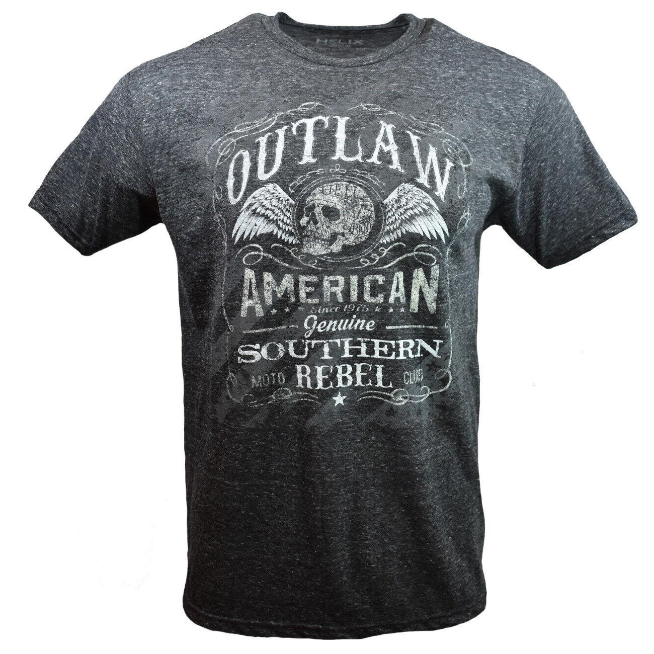 Outlaw Southern Rebel Men's T-shirt- American Moto Club - Skull-Wings Black gallery