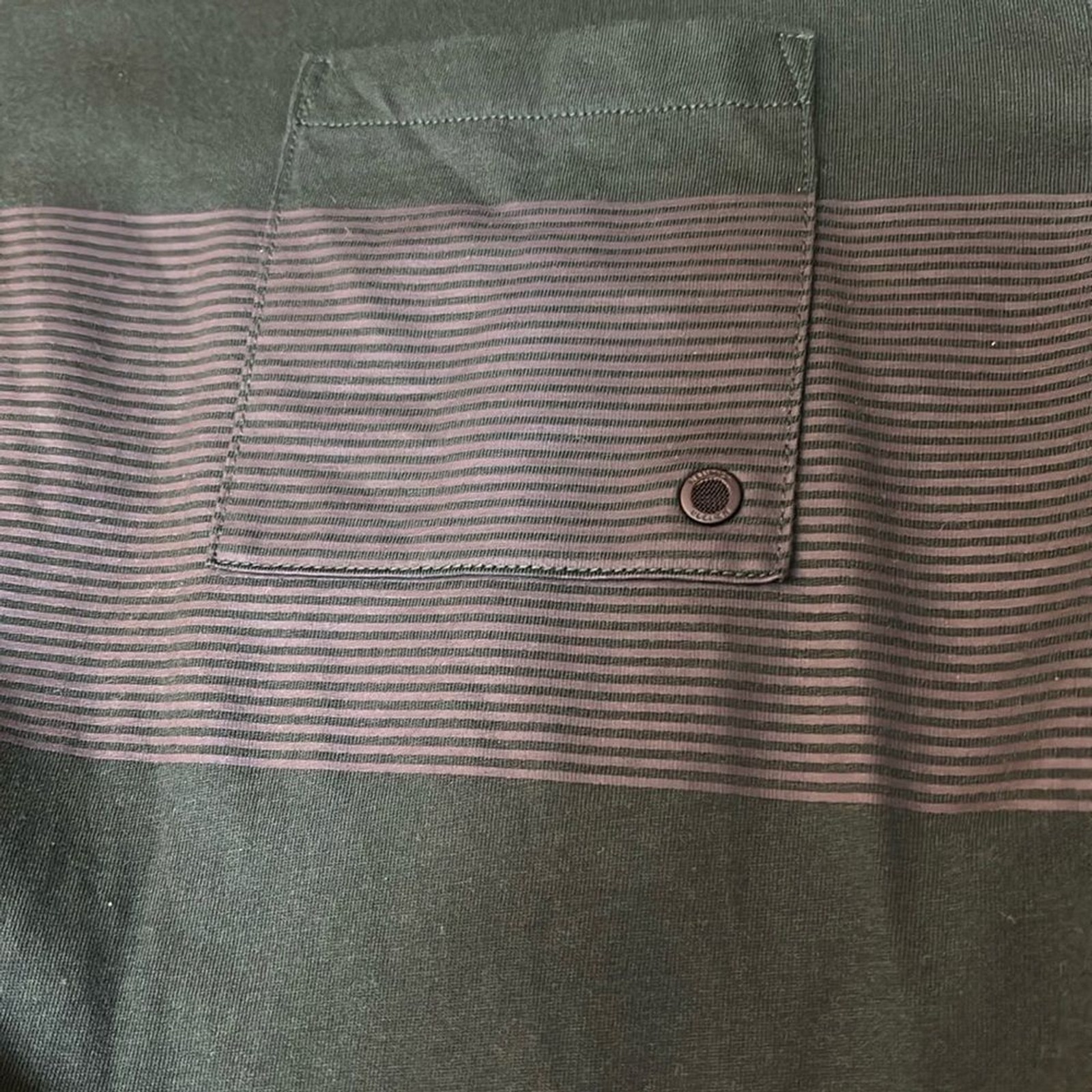 Nautica Men’s Round Neck Dark Green Long Sleeve Tee with Stripe Detail Size M gallery