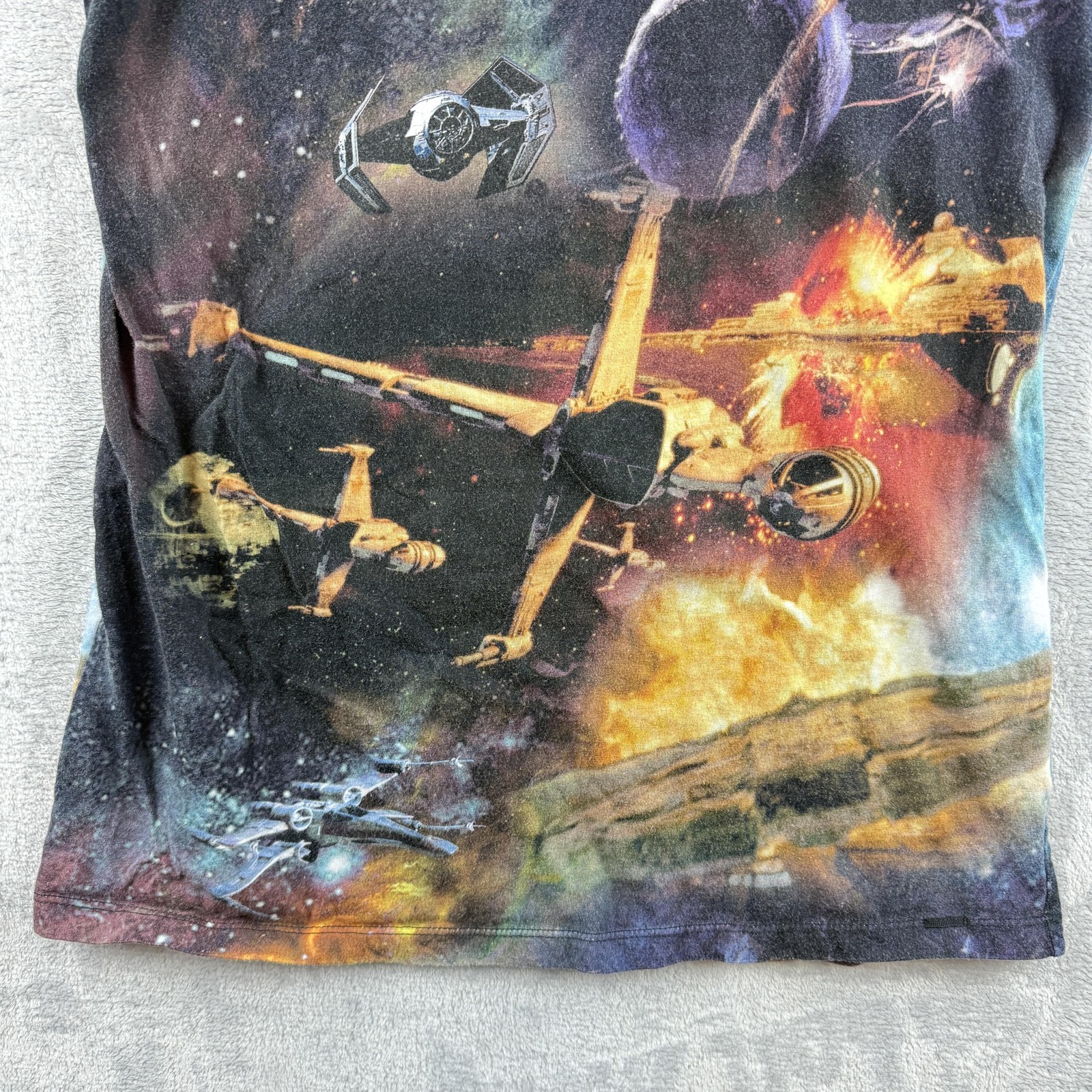 Star Wars Shirt Mens Large Multicolor On The Byas Death Star All Over Print Tee gallery