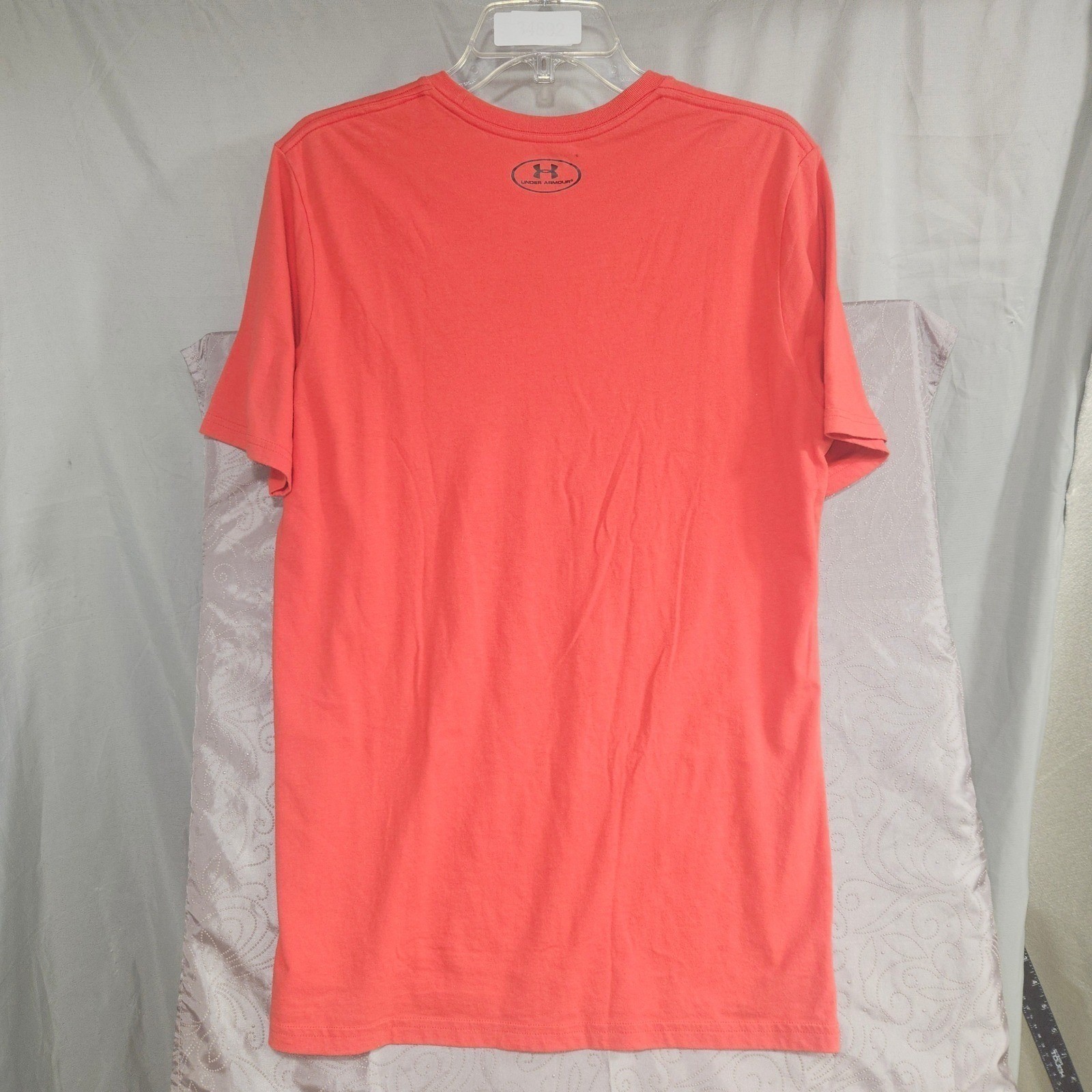 Under Armour Mens HeatGear Loose Fit Graphic Box Logo T-Shirt Orange Red MD gallery