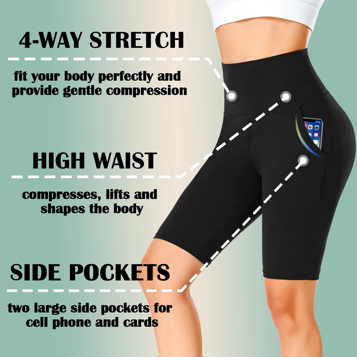 4 Pack Biker Shorts for Women – 8" High Waist Tummy Control Workout Yoga Runn... gallery