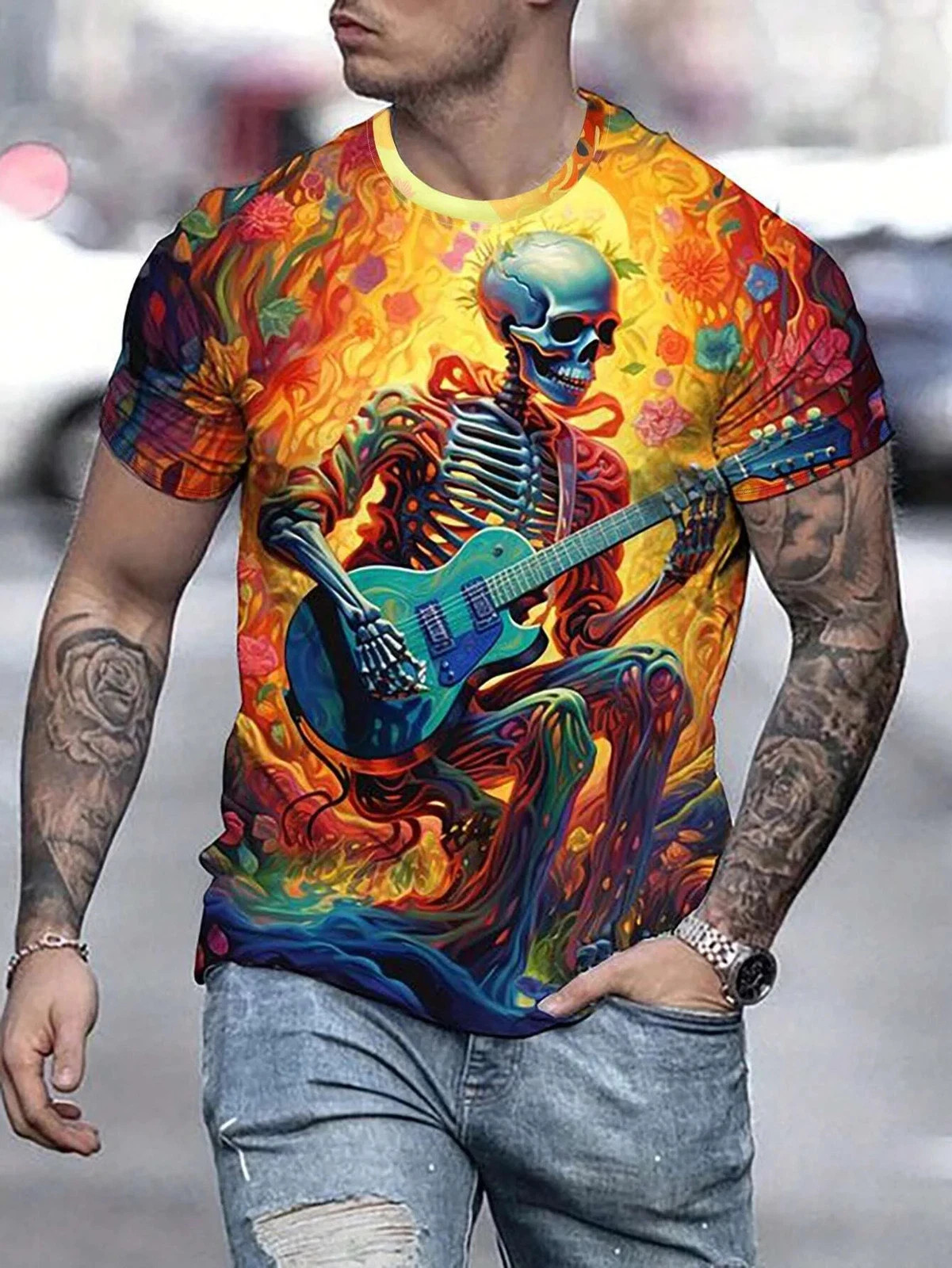 Summer Men's Skull Graphics 3D Printed Tshirt Short Sleeved T-Shirt For Men gallery