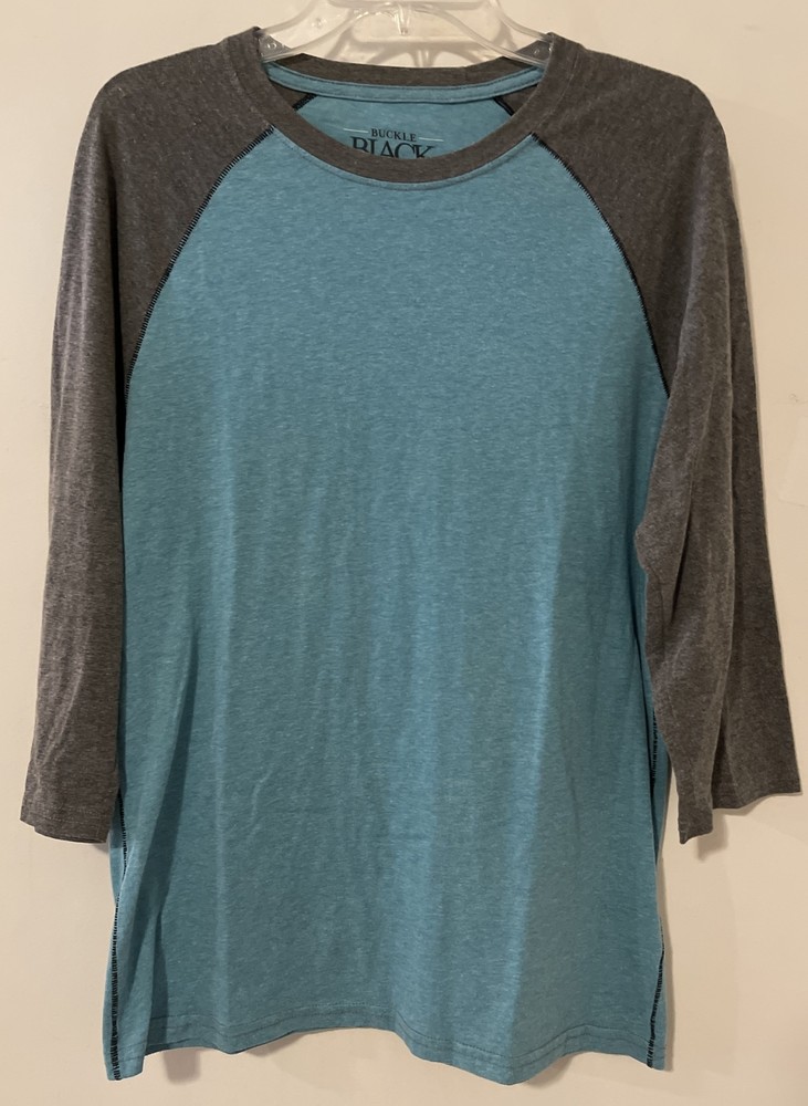 Buckle Black Mens Small Blue Gray Baseball Style Cotton Blend Shirt! A2260