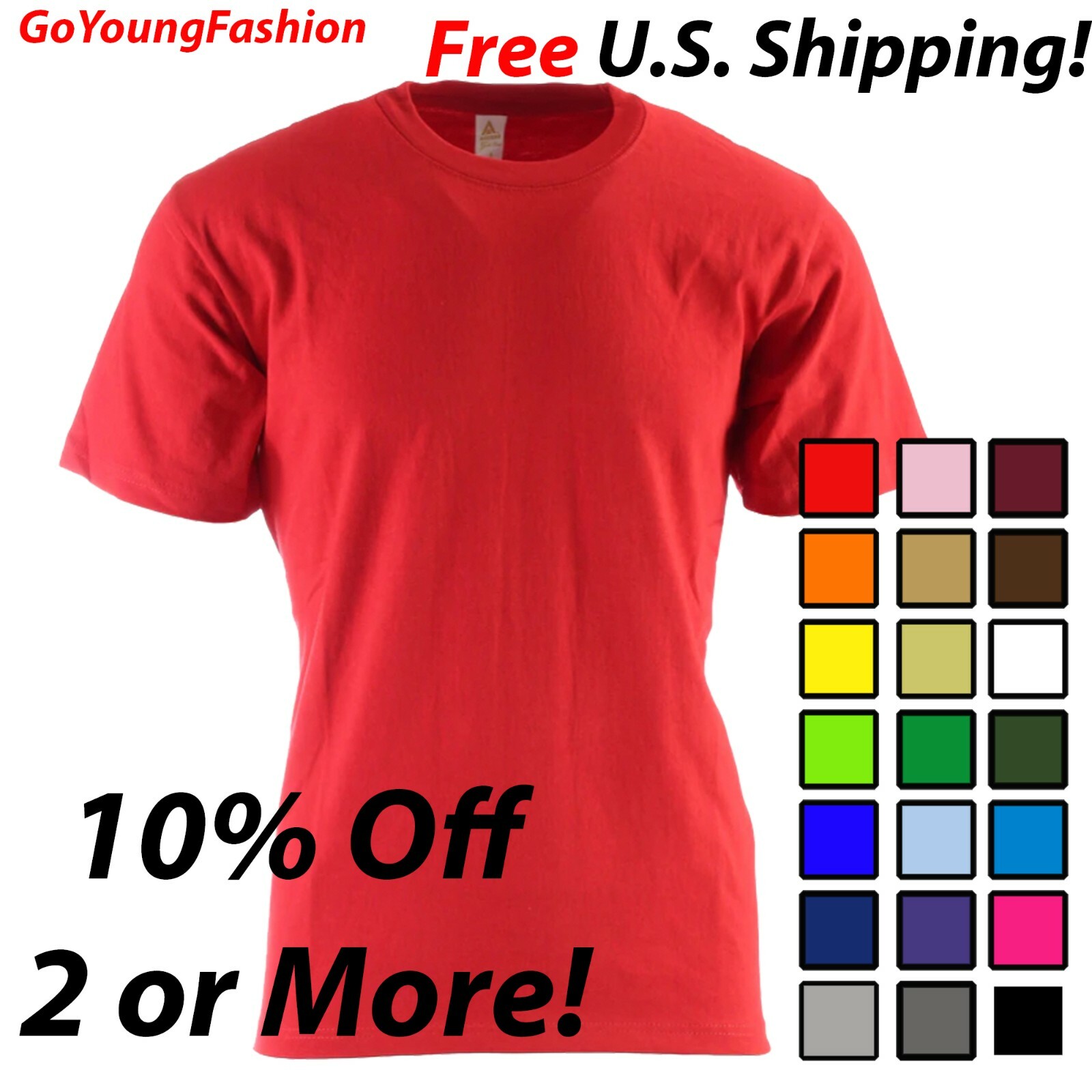 Men's T-Shirts Short Sleeve Tees Comfort Oversize BIG TALL Plain Solid Shirts gallery
