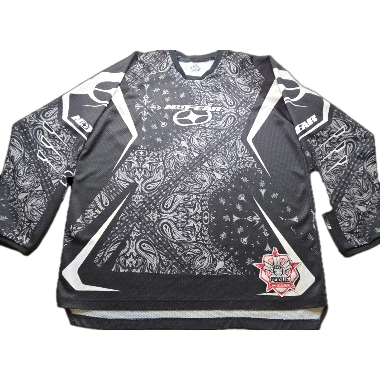 No Fear Rogue Series Motocross Jersey Mens XL Black White Paisley Y2K MX BMX gallery