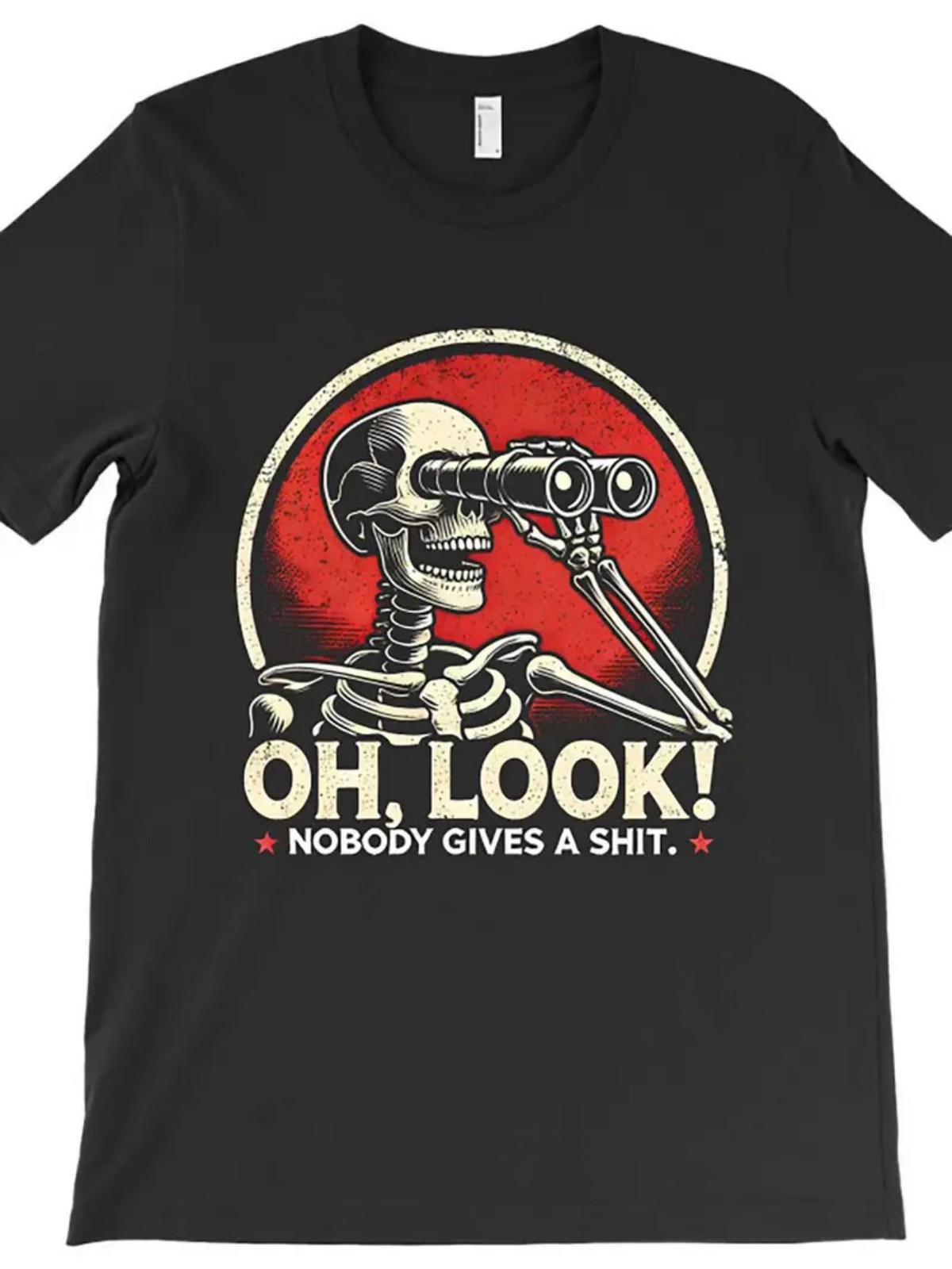 Oh Look Nobody Gives A Sh*t Skeleton T-Shirt | Funny Sarcastic Retro Tee gallery