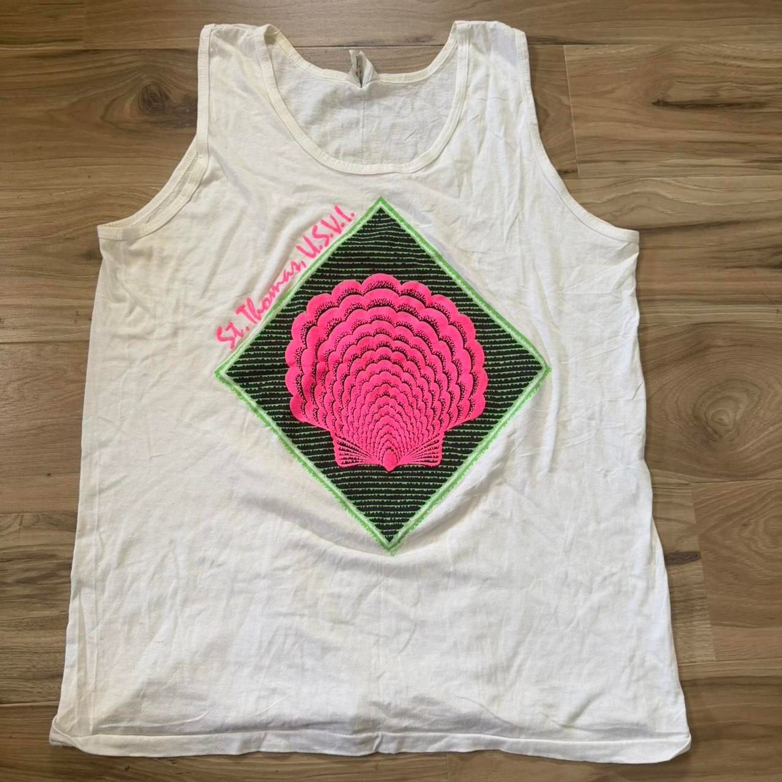 Vintage 90s Surf Beach Ocean Single Stitch Tank Tank trippy Size XL made in USA