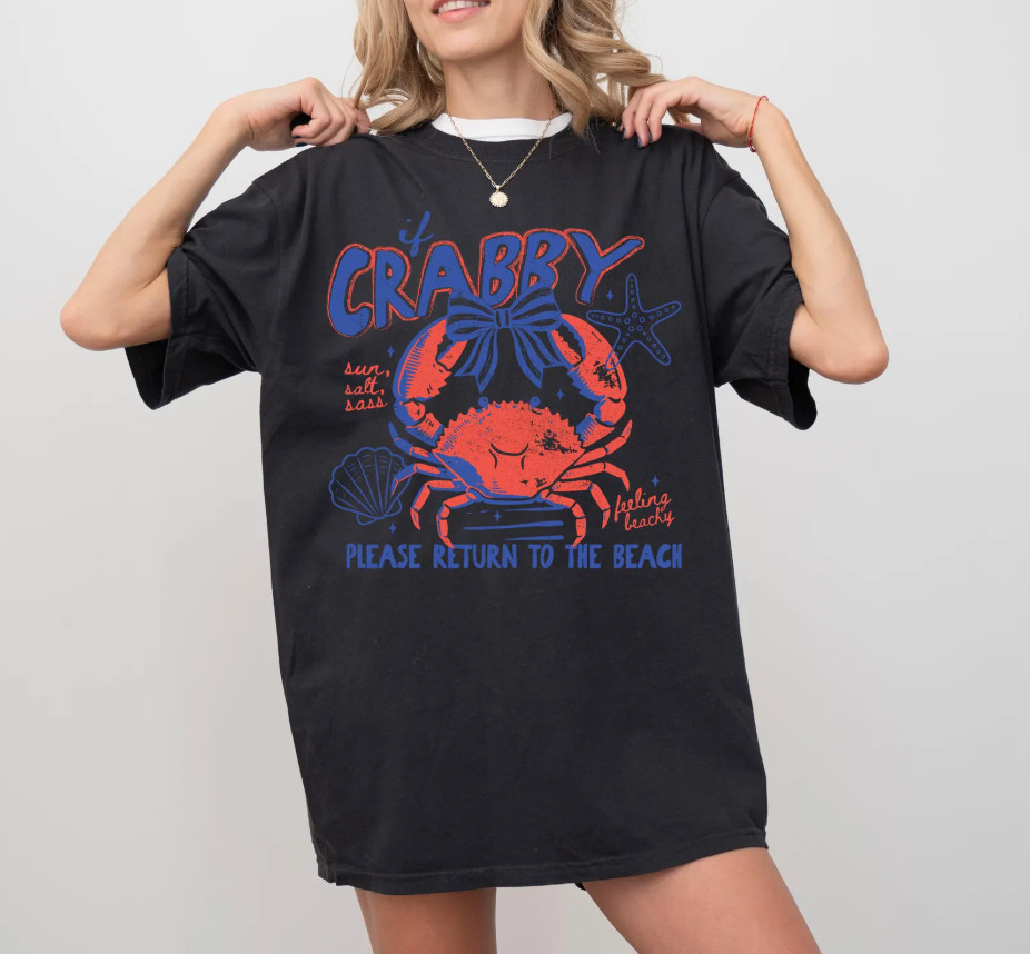 Funny Crabby Beach T Shirt Coastal Ocean Lover Summer Salty Tee Gift Idea gallery