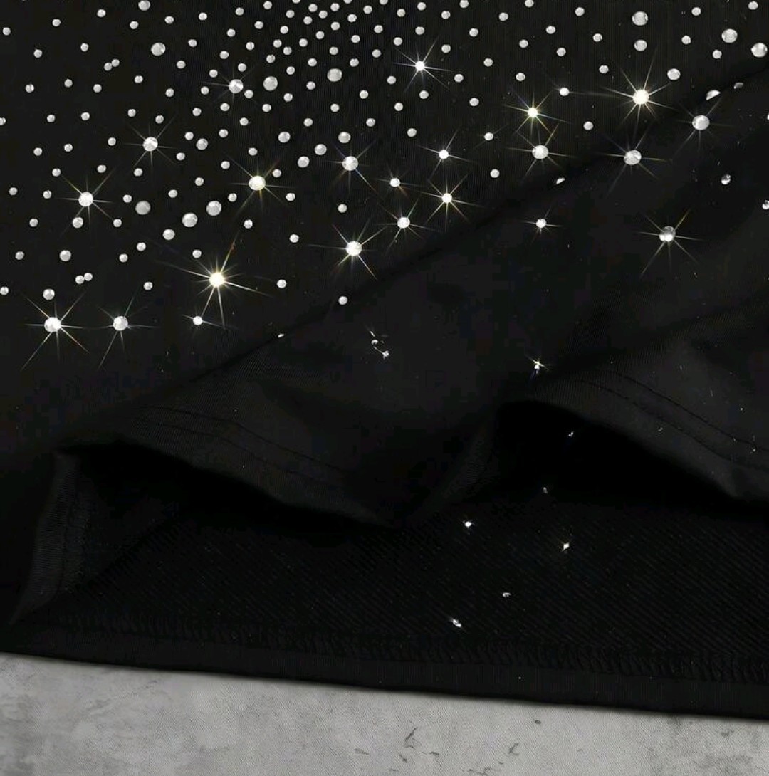 New Men Luxury Diamond Star Rhinestones Fashion Black T-Shirt High Quality gallery