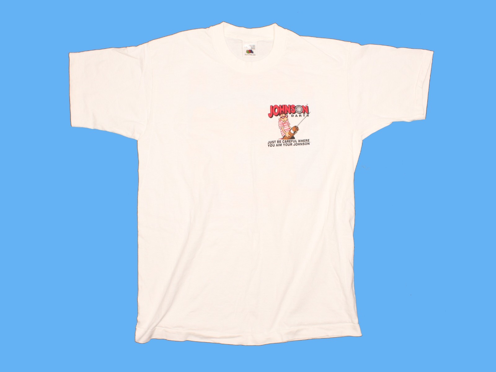 Big Johnson Darts T Shirt size Large White Vintage 1995 Single Stitch Tee gallery