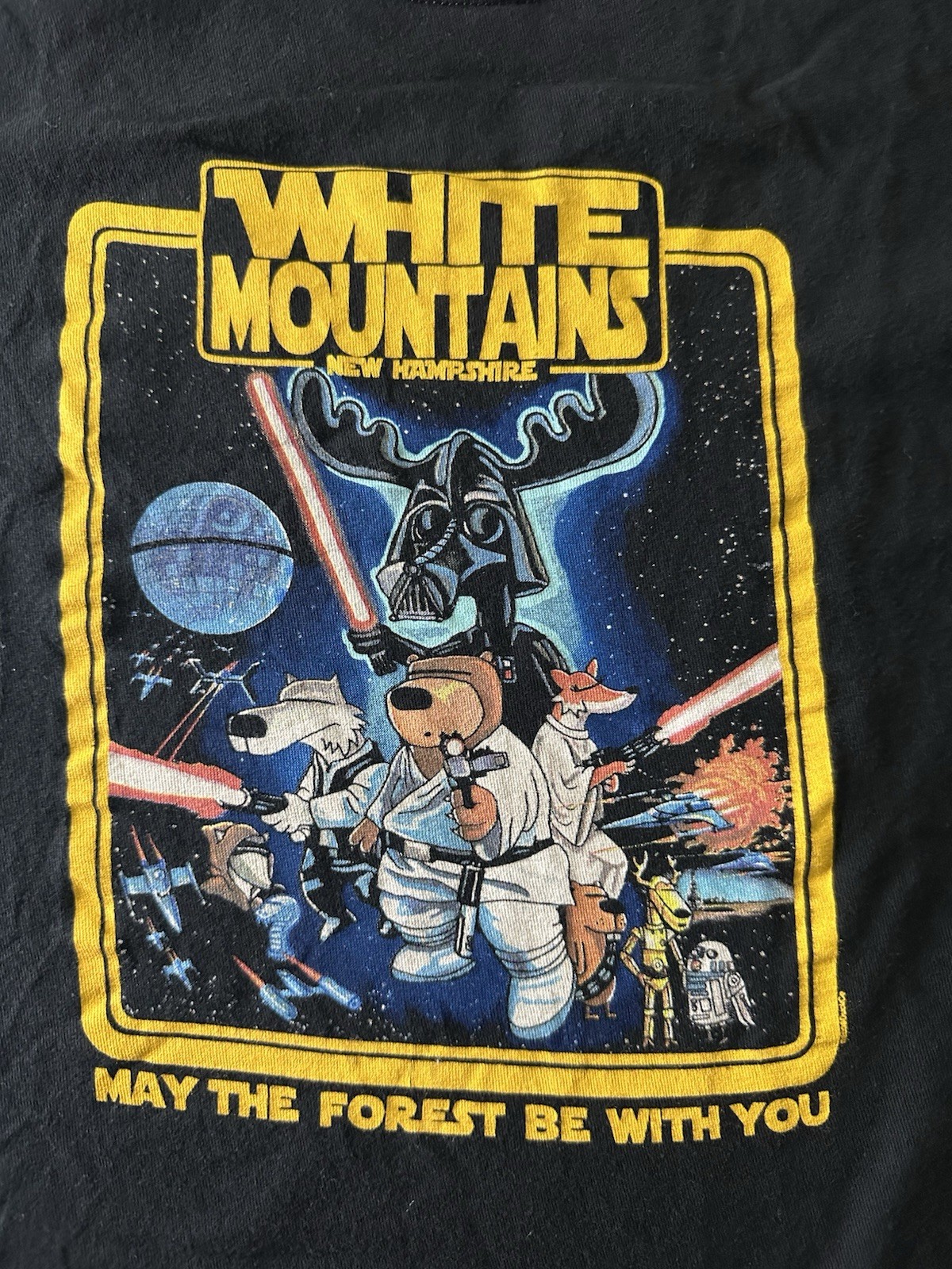 May The Forest Be With You White Mountains NH Black T-Shirt Size Large gallery