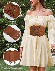 Renaissance Corset Belt Cinch Belt Elastic Waist Belt Renaissance Belts Brown S
