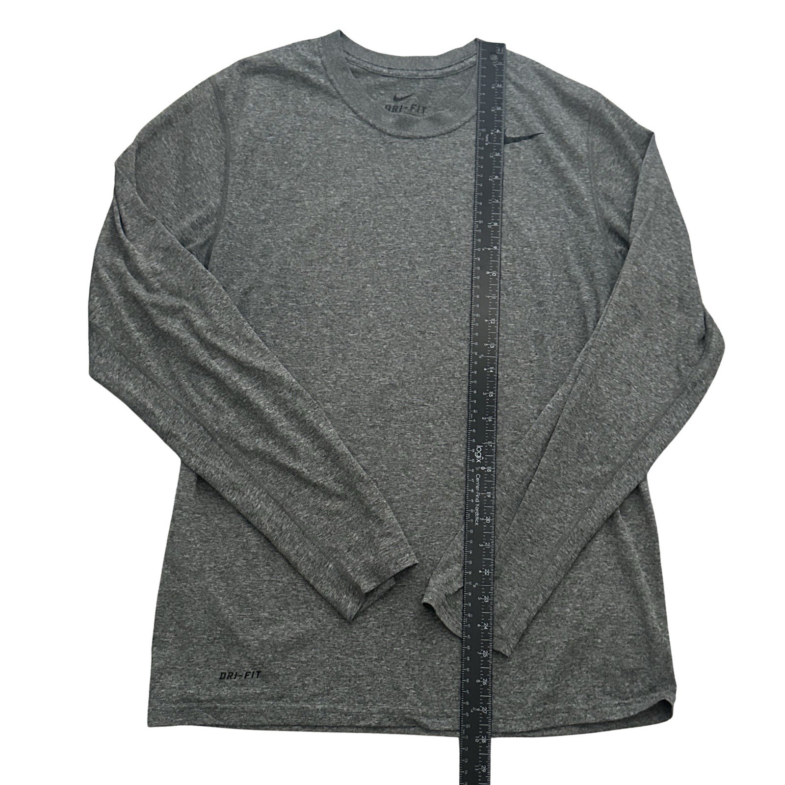 Nike Dri-FIT Mens Long Sleeve Shirt Heather Gray Tech Workout Gym Tee Medium gallery