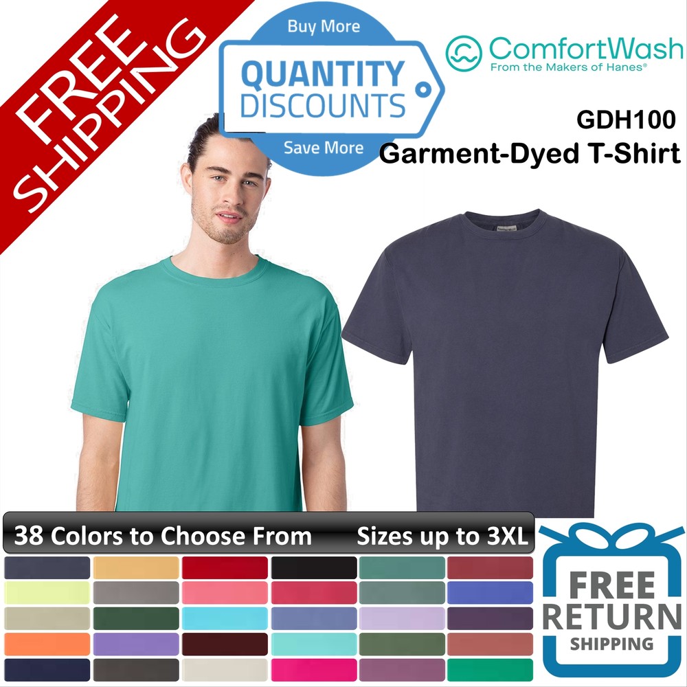 🔥 Comfortwash By Hanes Men Garment-dyed T-shirt Short Sleeve Up To 3XL Gdh100
