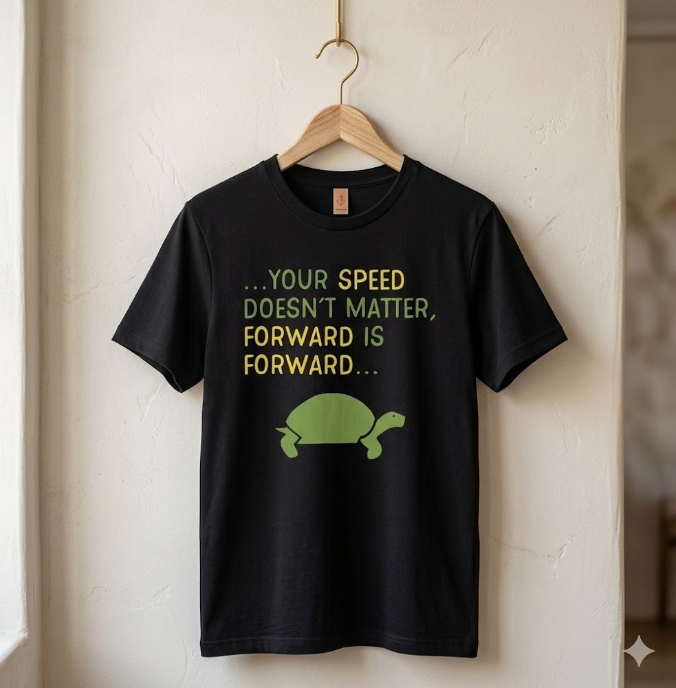 Keep Moving Forward Turtle – Positive Motivational Message T-Shirt Small – H064