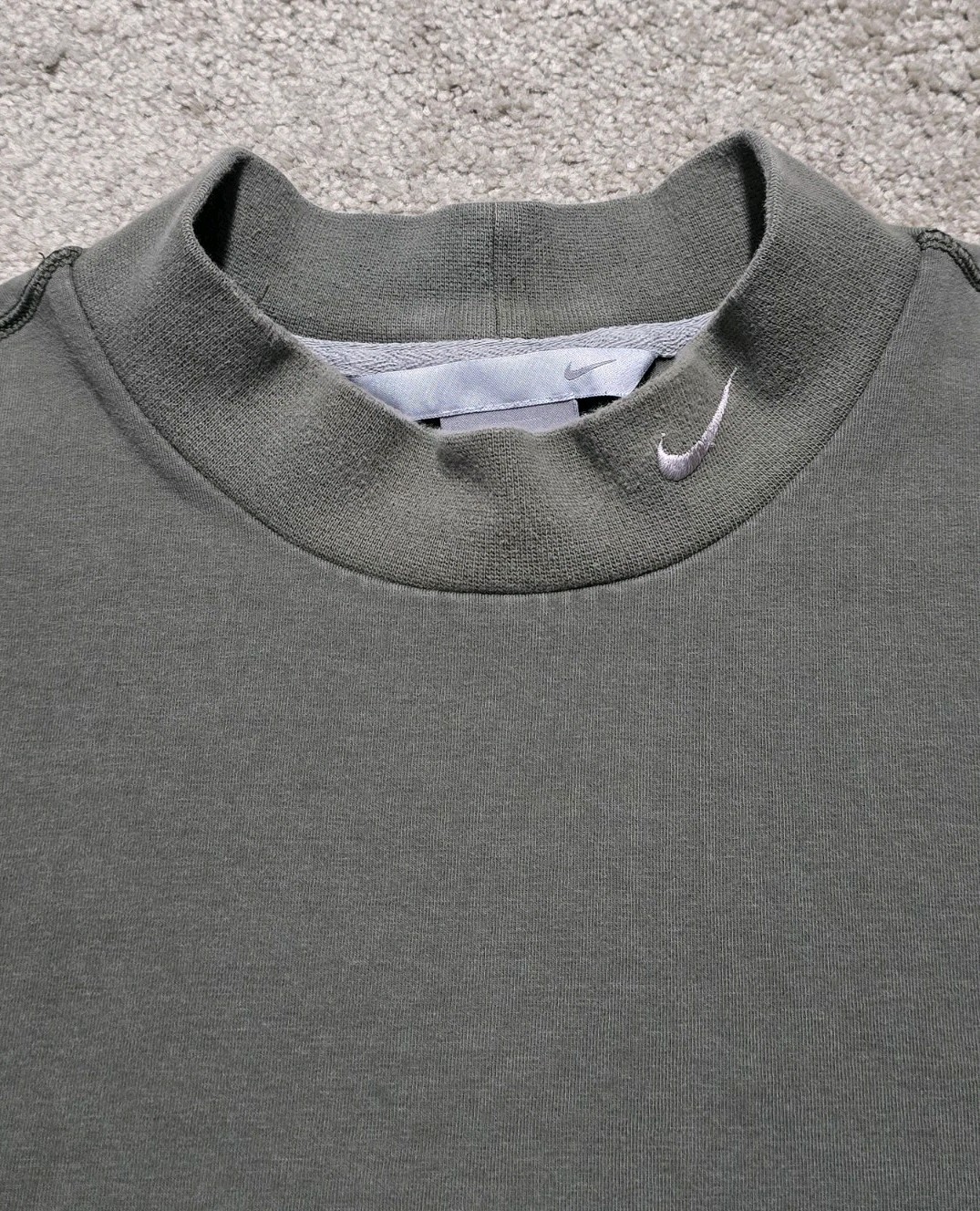 VTG Nike Mock Neck Shirt Men L Gray Long Sleeve Base Layer Swoosh Silver Tag Y2K gallery