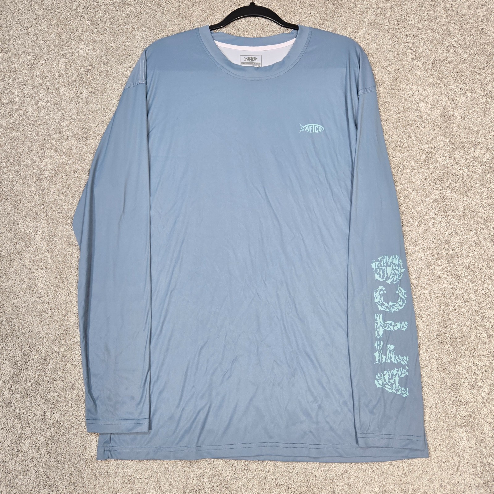 AFTCO Fishing Shirt Mens XL blue Long Sleeve Performance Graphic print stretch gallery