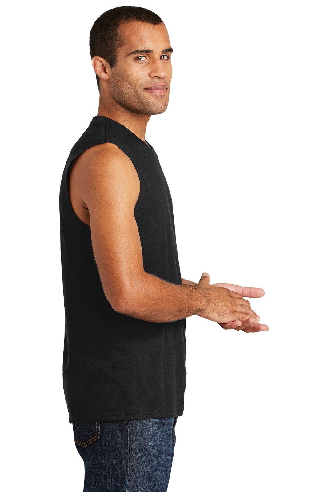 District DT6300 Mens Sleeveless V.I.T. Muscle Crew Neck Stylish Tank Top gallery