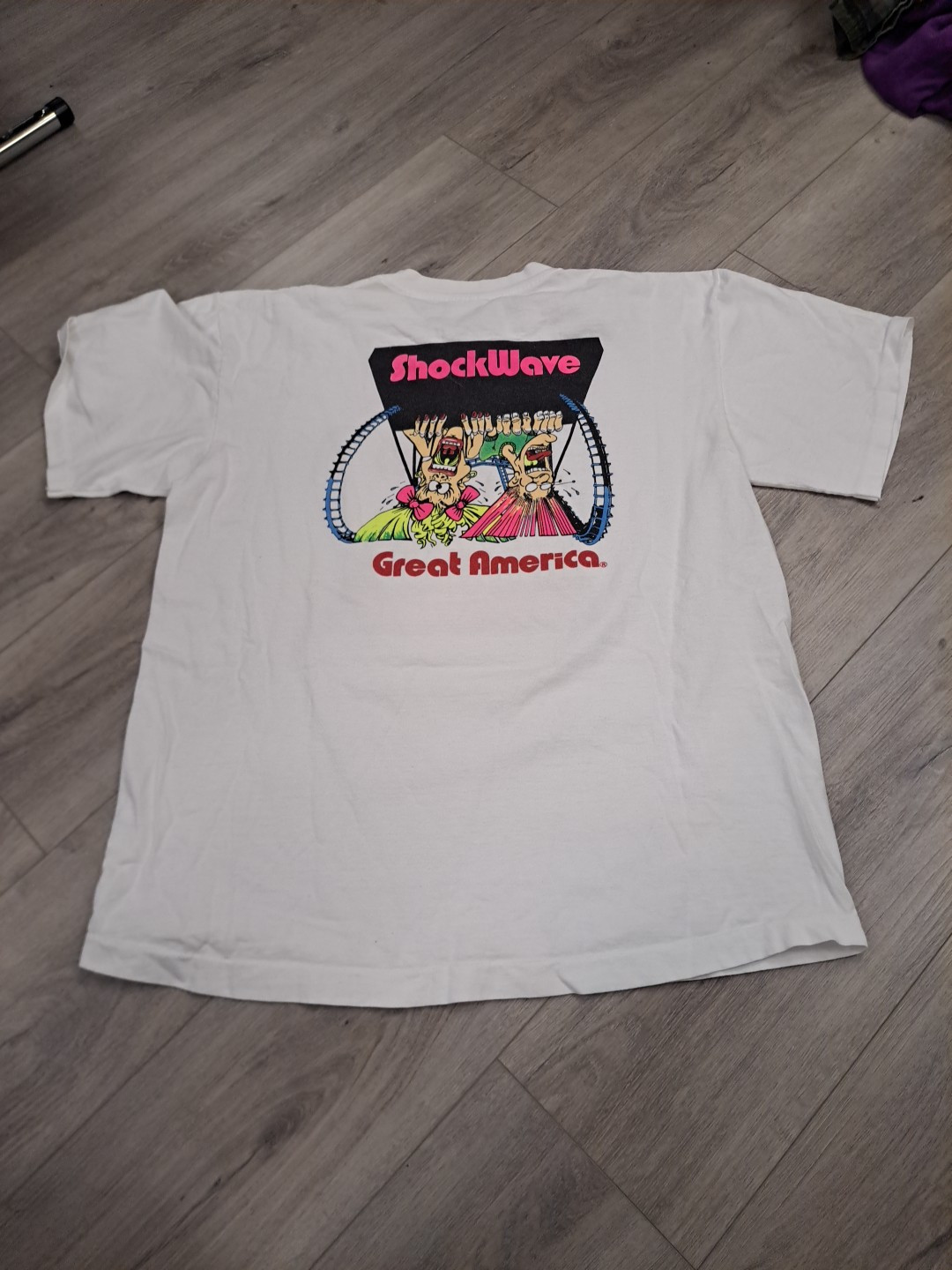 Vintage Great America Shockwave Shirt Roller Coaster Single Stitch Teejays gallery