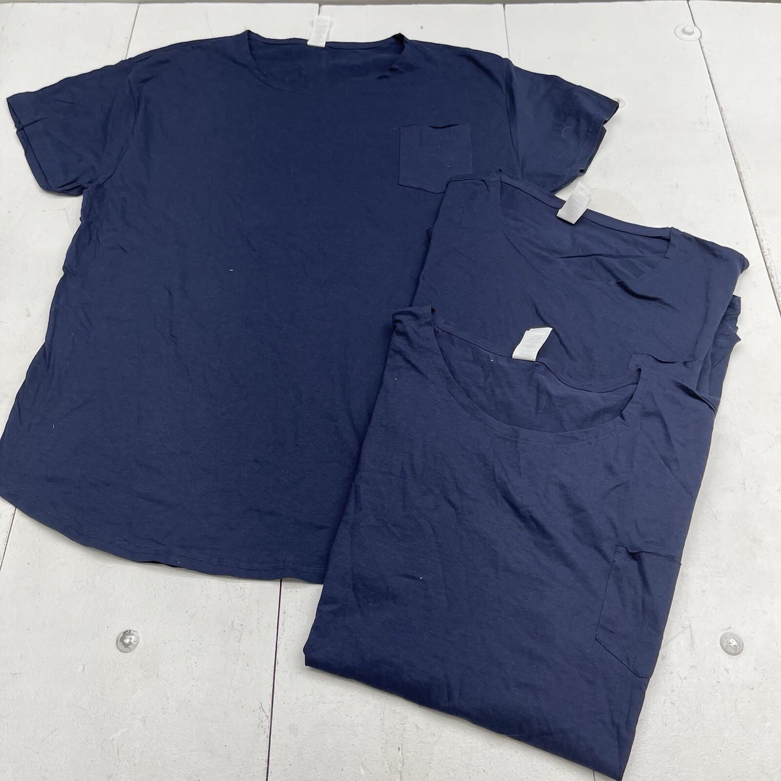 Fleece Factory Navy Blue Pocket Front Scoop Neck T Shirt 3 Packs Mens Size XXL gallery