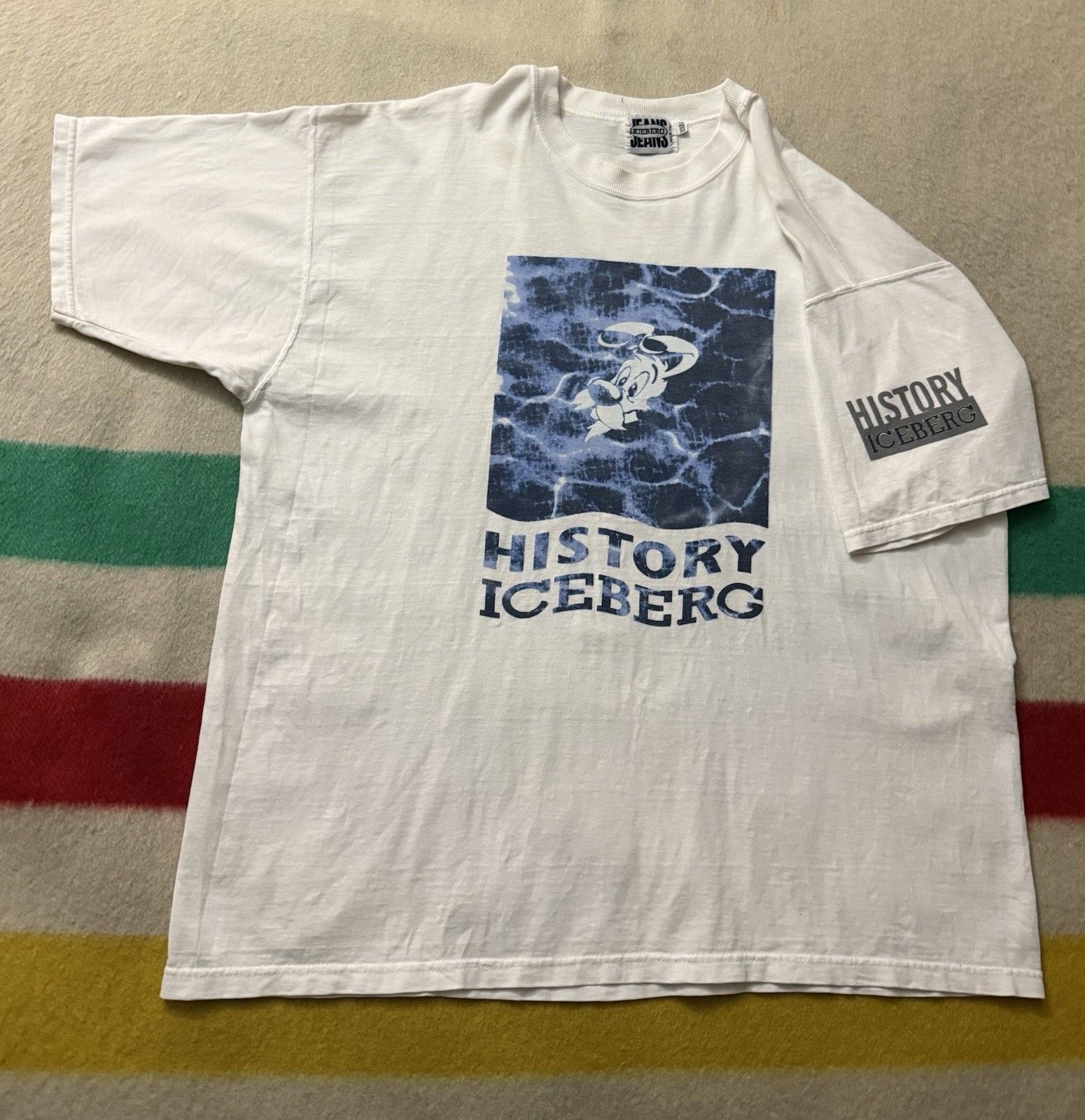 Vintage 90s Y2K Iceberg Jeans History Made In Italy Graphic Shirt Size 2X XXL