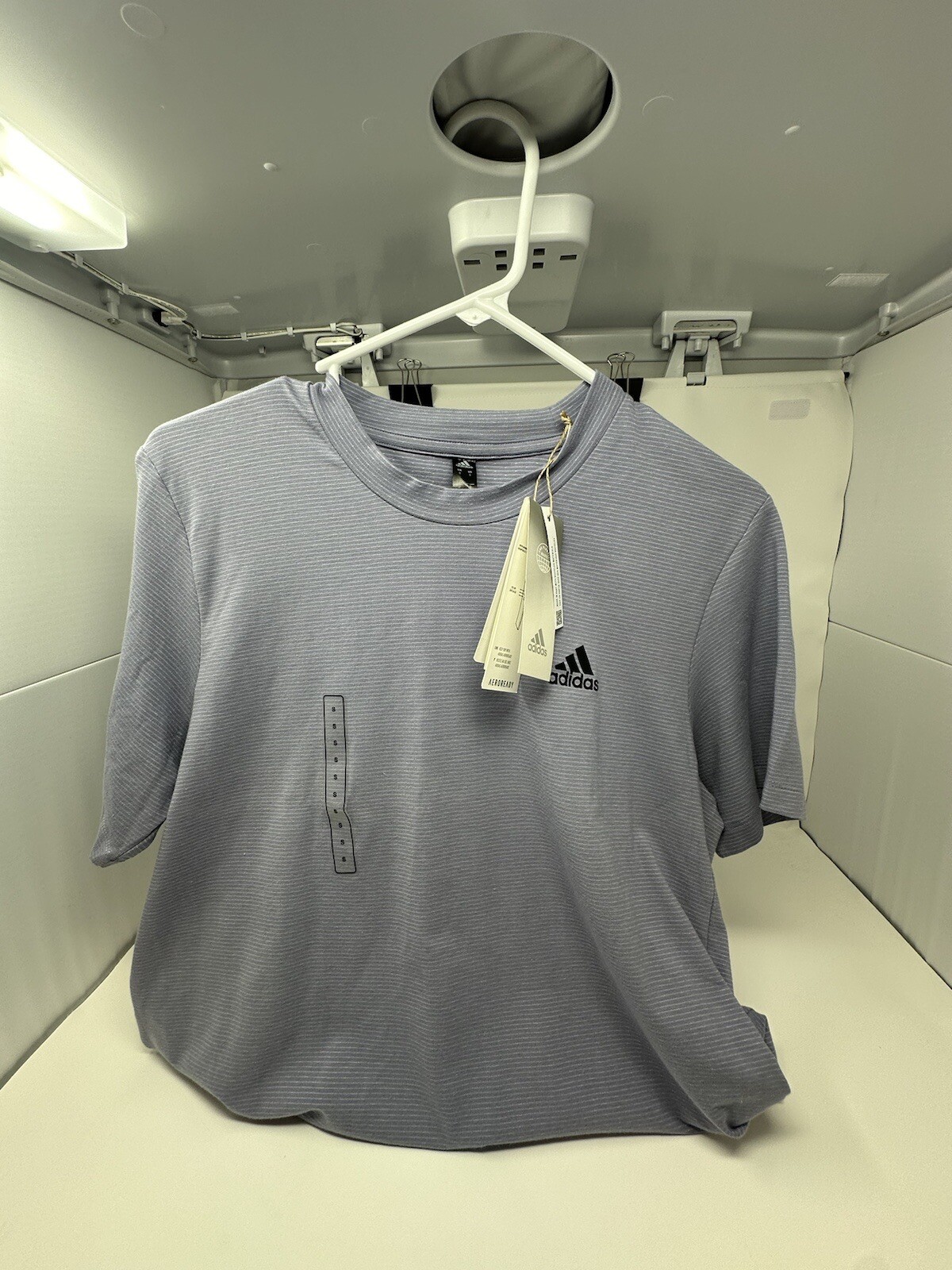 Adidas M Axois Tee 2.0 Men Small Silver-Violet Pinstripes