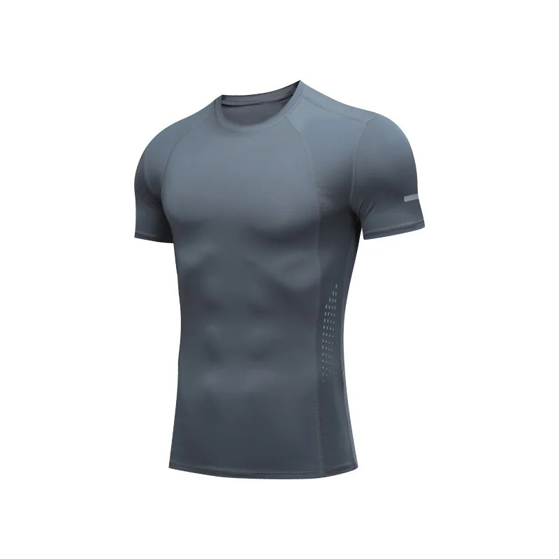 Men's High Stretch Short Sleeved Tight Fitting Sports and Fitness Sweatshirt Bre gallery