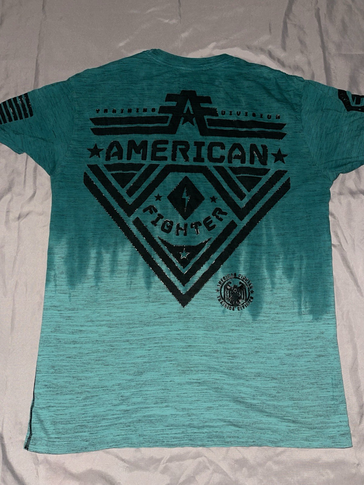 American Fighter Shirt Mens Large Teal Short Sleeve Graphic Fighting Buckle Tee gallery