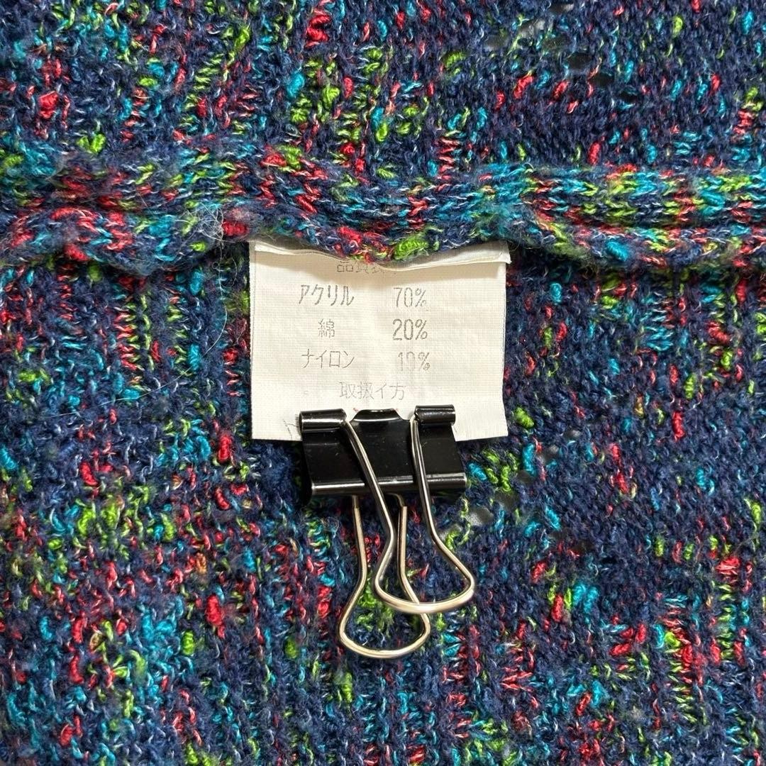 One-of-a-kind all-oer pattern retro knit sweater mix color short length thin gallery