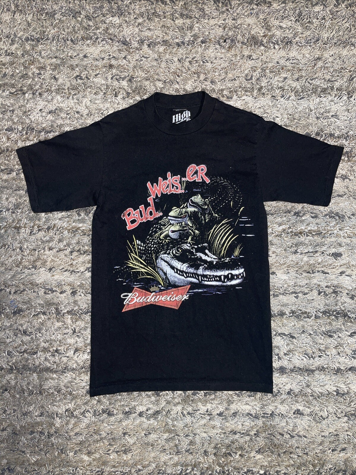 Rare Budweiser King Of Beers Frogs Croc Bud Weis Er T- Shirt S High Street USA