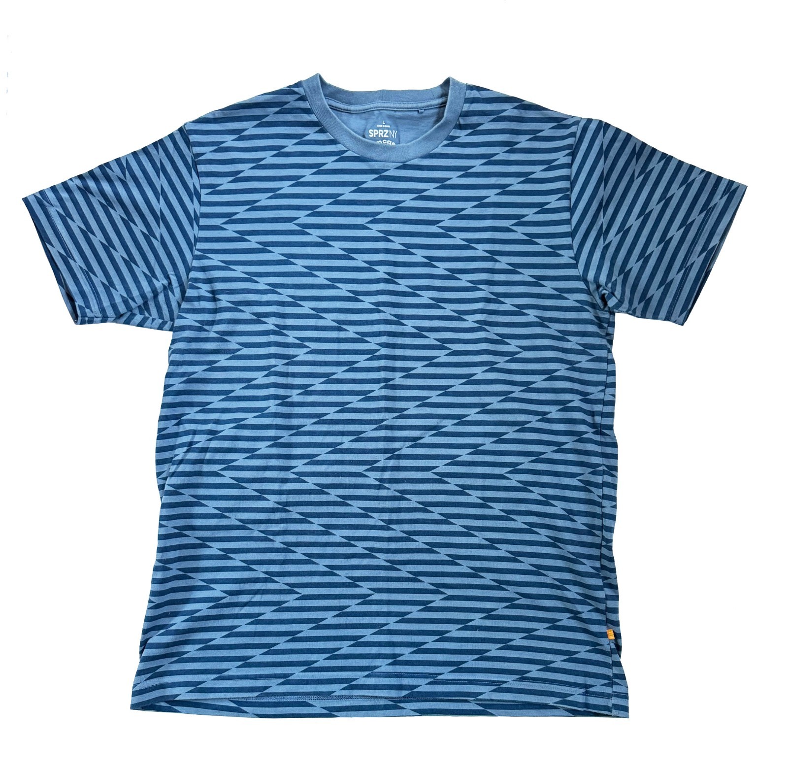 BARRY McGEE x SPRZ NY x MoMA T-Shirt Op Art Blue 100% Cotton Size L gallery