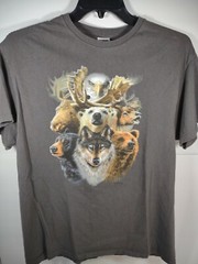 North American Wildlife Collage Bear Moose Eagle Men’s Size Large  on Delta Pro